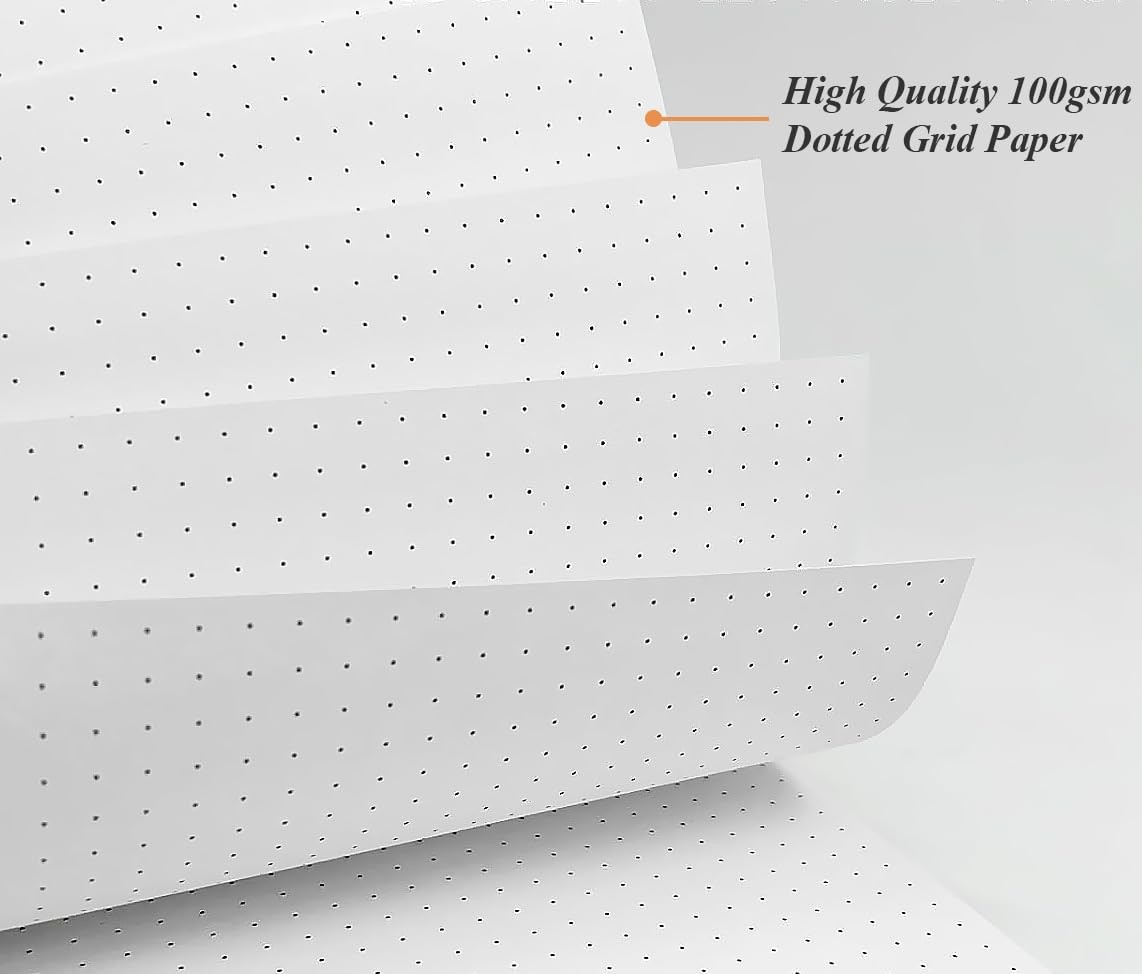 Yaridar 200 Sheets 9-Disc Discbound Dotted Grid Refill Paper Classic Size