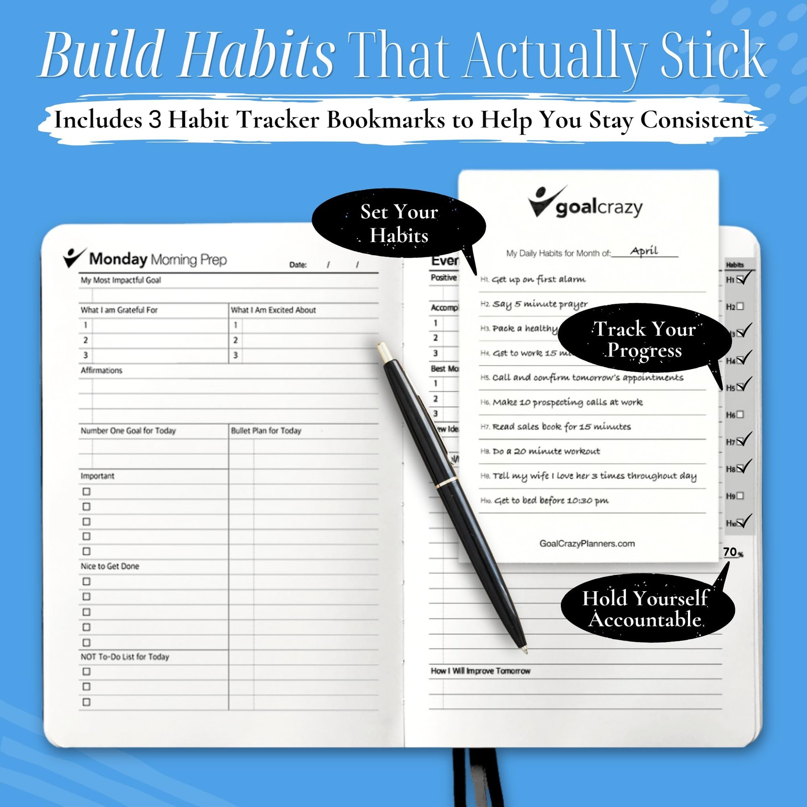 Undated Planner – 90 Day Guided Journal & Productivity Organizer, A5 Daily & …