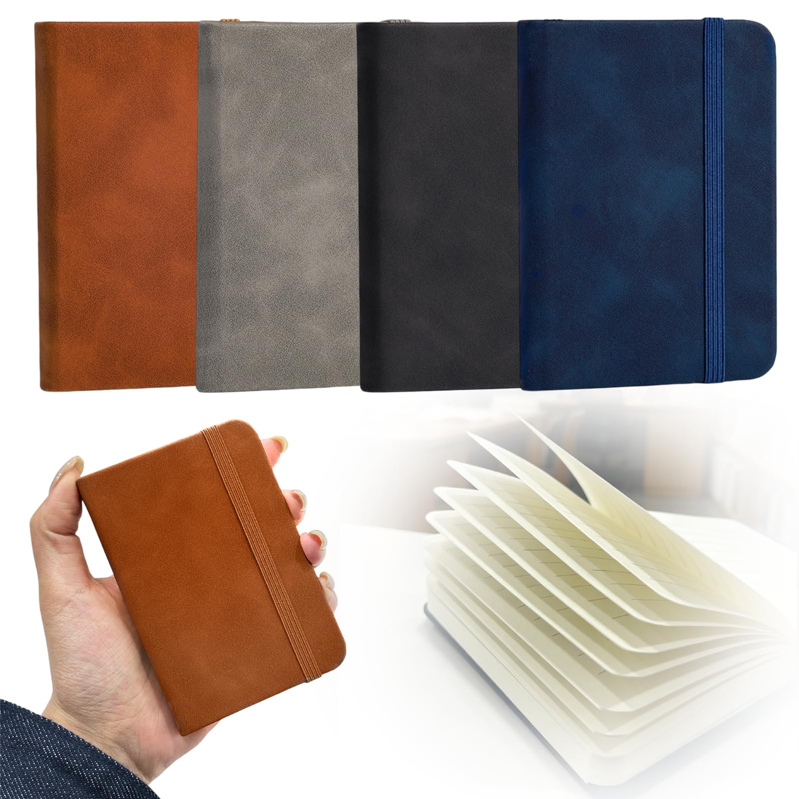 4 Pack Pocket Notebook Small Mini Hardcover Journal with Lined Pages Travel Note