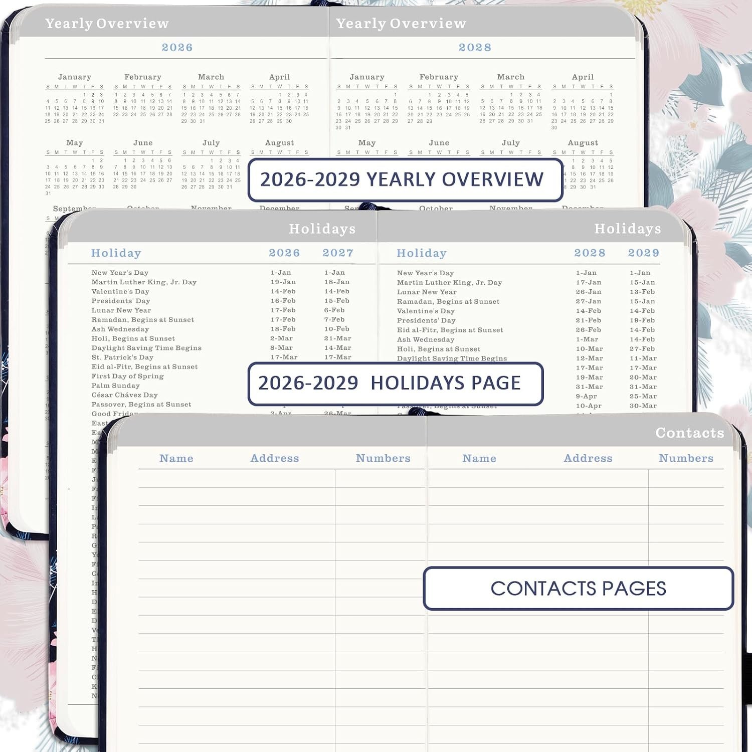 Portable 3- Monthly Planner – 6.3″ x 3.8″ with Paper, 61 Notes