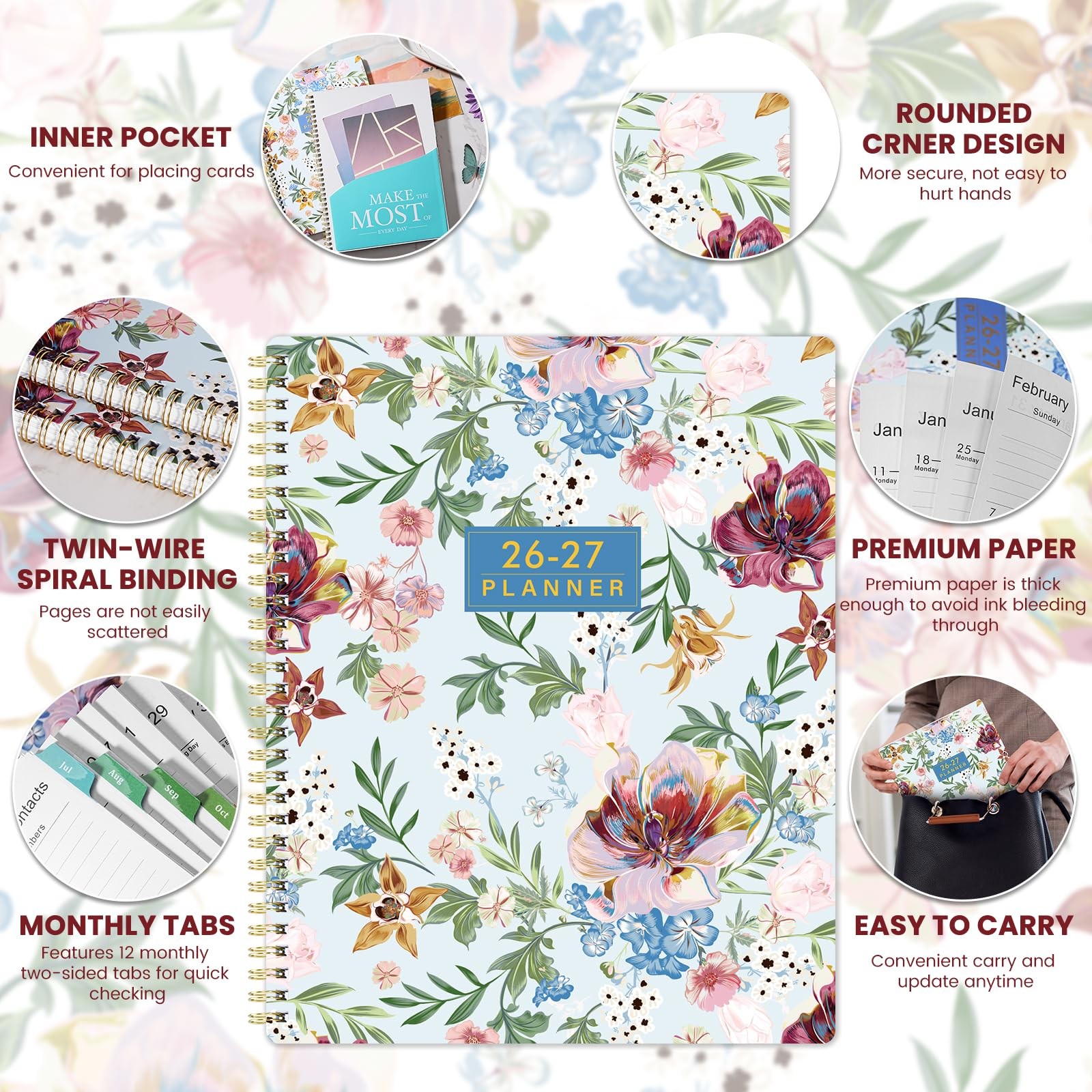 Planner 2026-2027 – 9″ x 11″ Weekly and Monthly x 11″, Blue