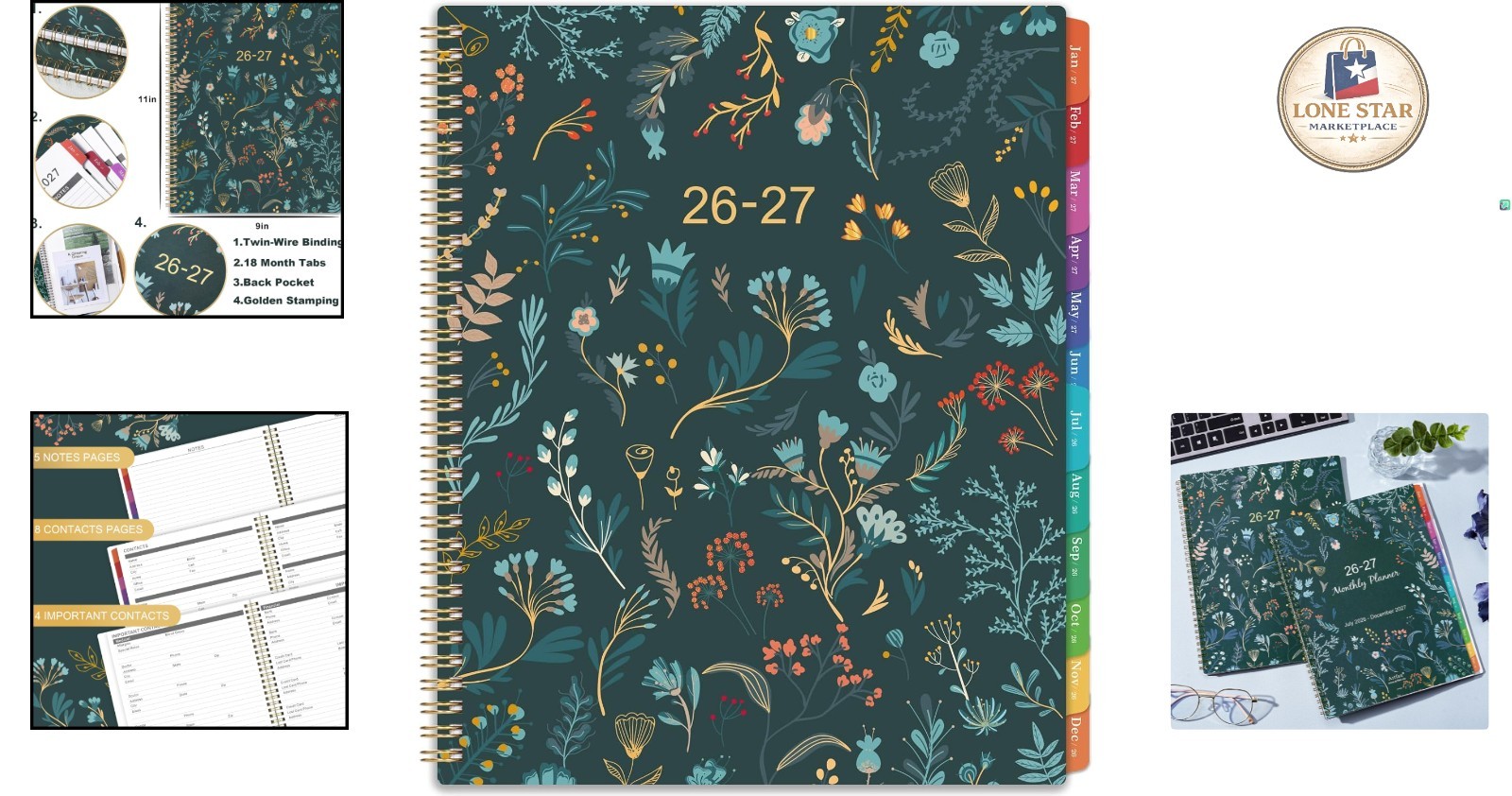 Luxurious 2026-2027 Monthly Organizer – 9×11 with Flexible Cover and Pocket