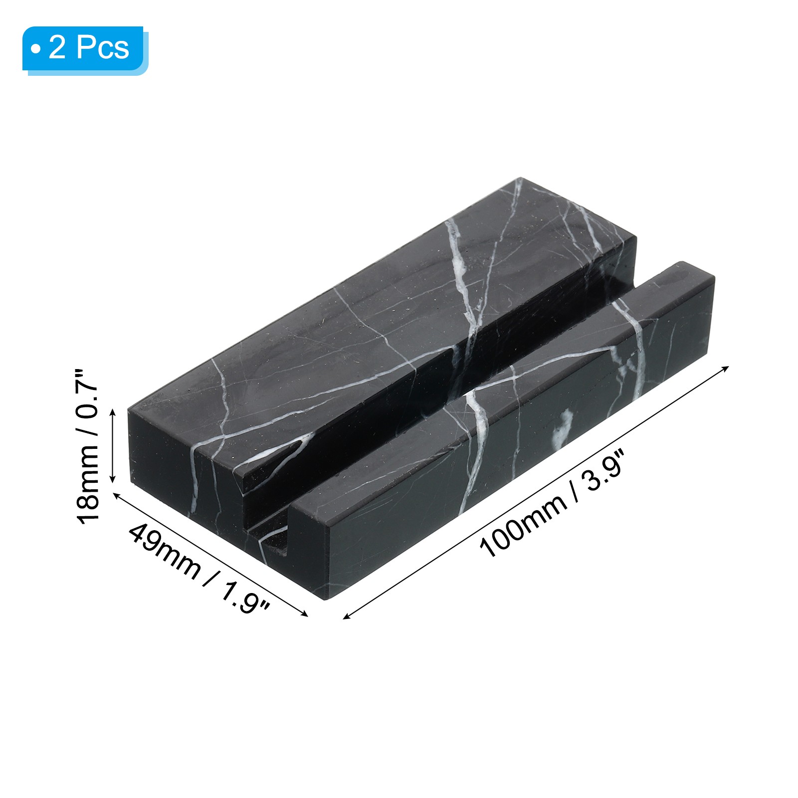 Business Card Holder for Desk 2 Pack Marble Business Card Holders Black