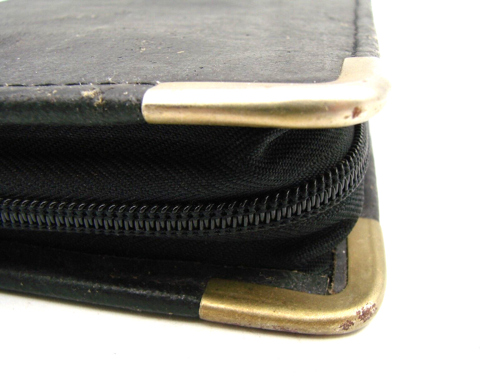 Vintage 1980s Full Zip Planner Organizer with Notepad Insert Gold Bumper Corners