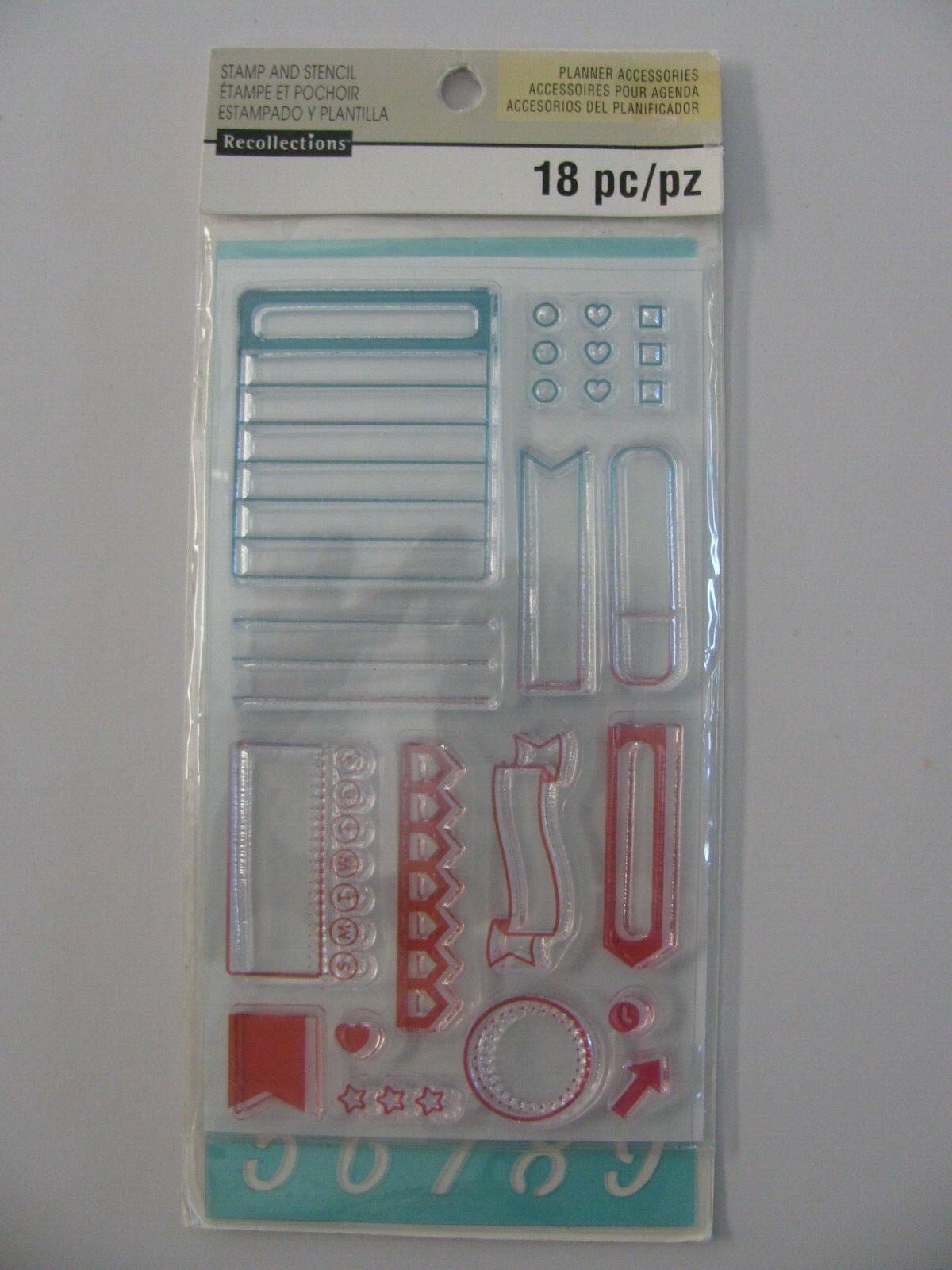 Recollections Planner Accessories Clear Stamp and Stencil NIP a