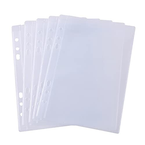 10 Pack A5 Size Plastic Binder Pockets,6 Holes Waterproof PVC Folders Loose L…