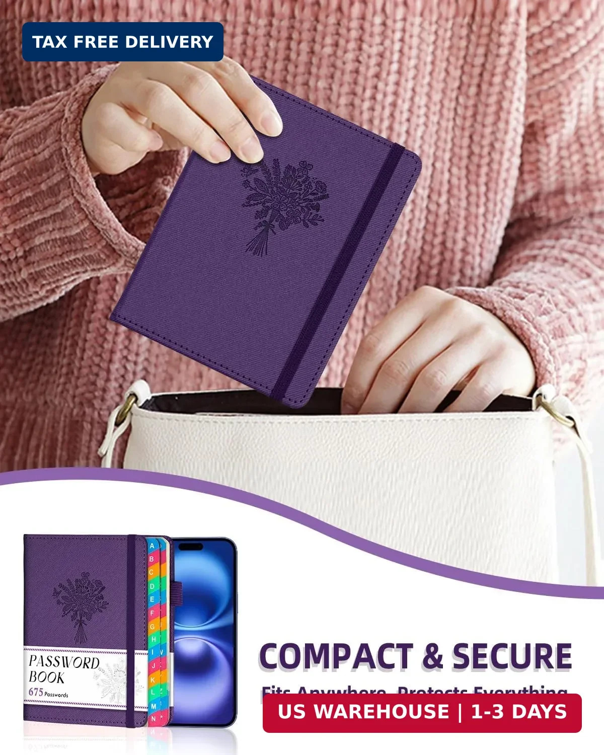 Password Keeper Book with Colorful Alphabetical Tabs, Small Pocket Password Logb