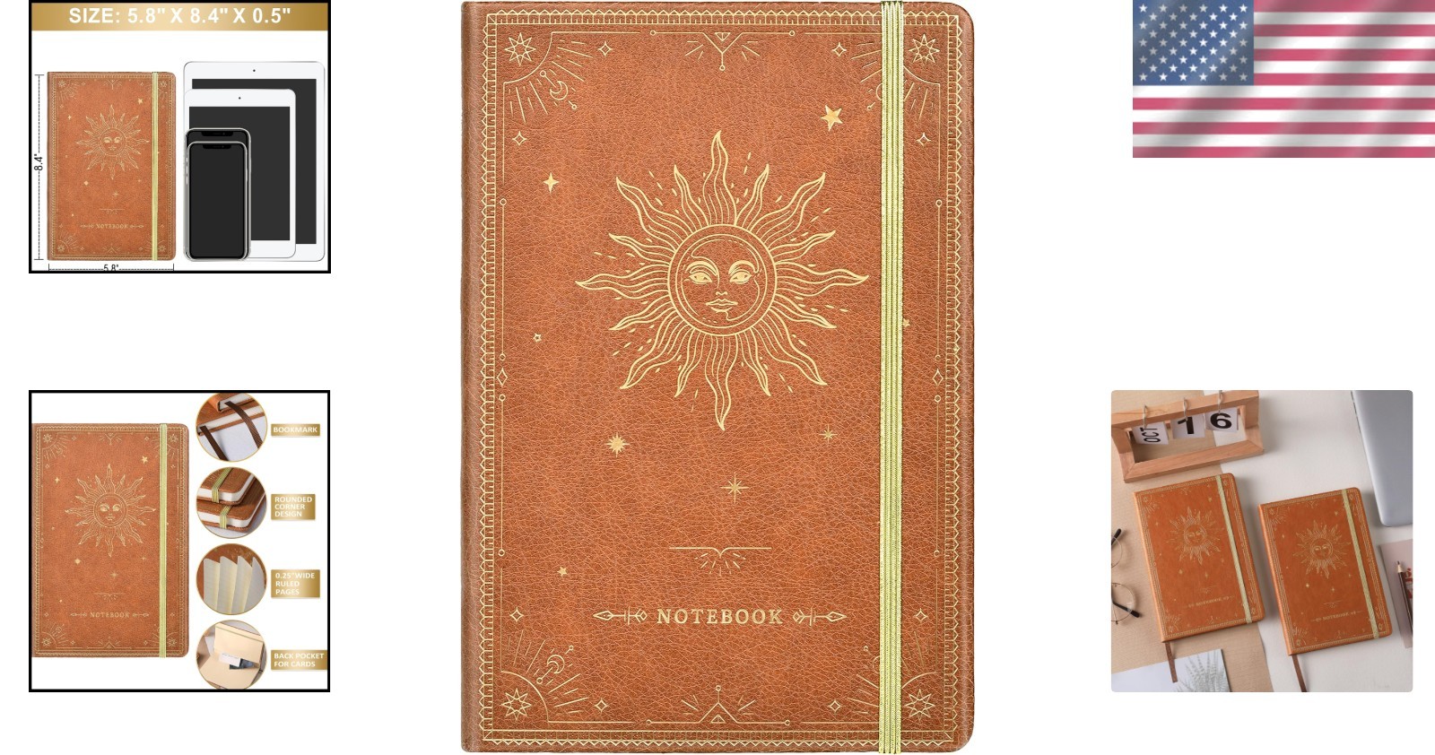 Elegant Faux Leather Notebook – 144 Page Hardcover Journal, 5.8”x 8.4”