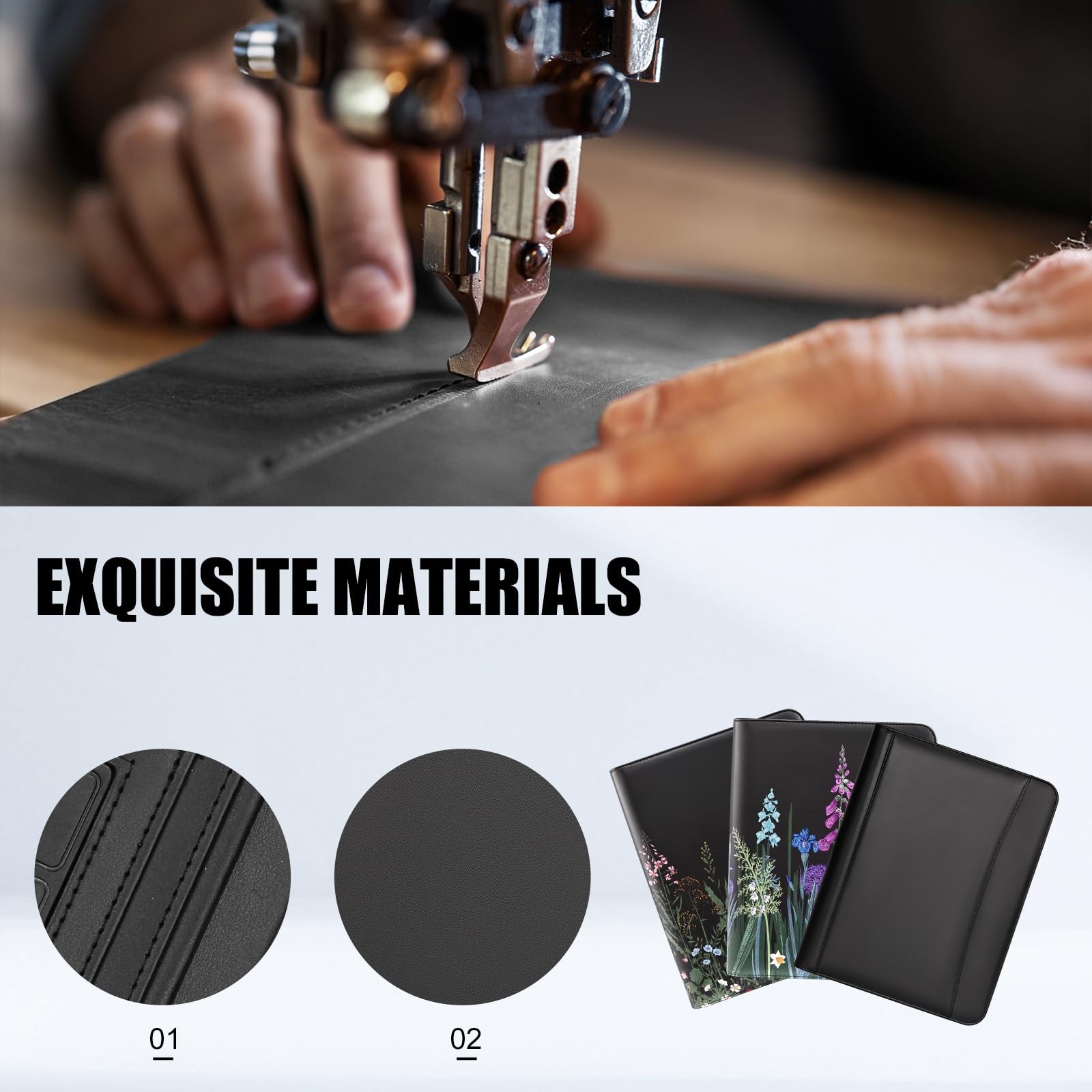 Leather Portfolio Professional Business Padfolio with Zipper Interview Resum…