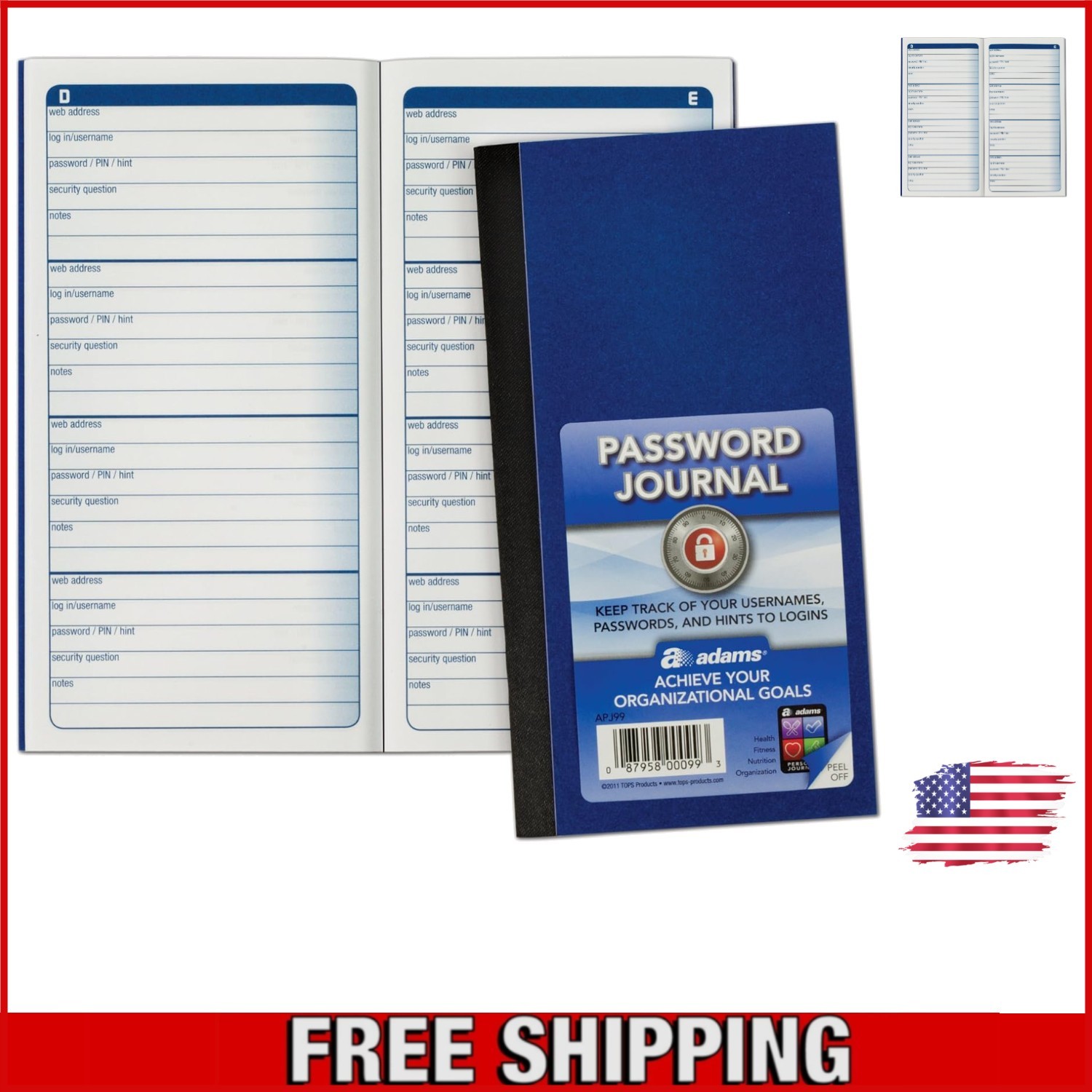 Portable Password Keeper Journal – 48 Ruled Pages, Alphabetical Entry System