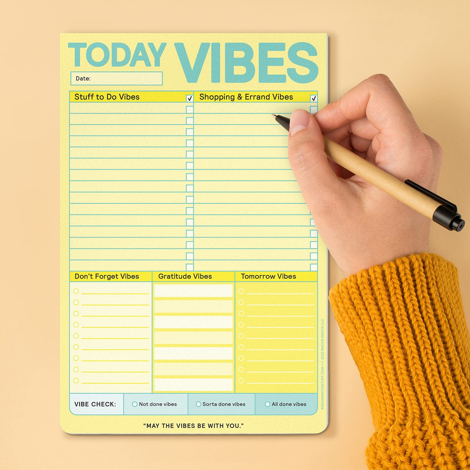 1-Count Knock Knock Today Vibes Pad, To Do List Notepad & Daily Planner Pad, 6 x