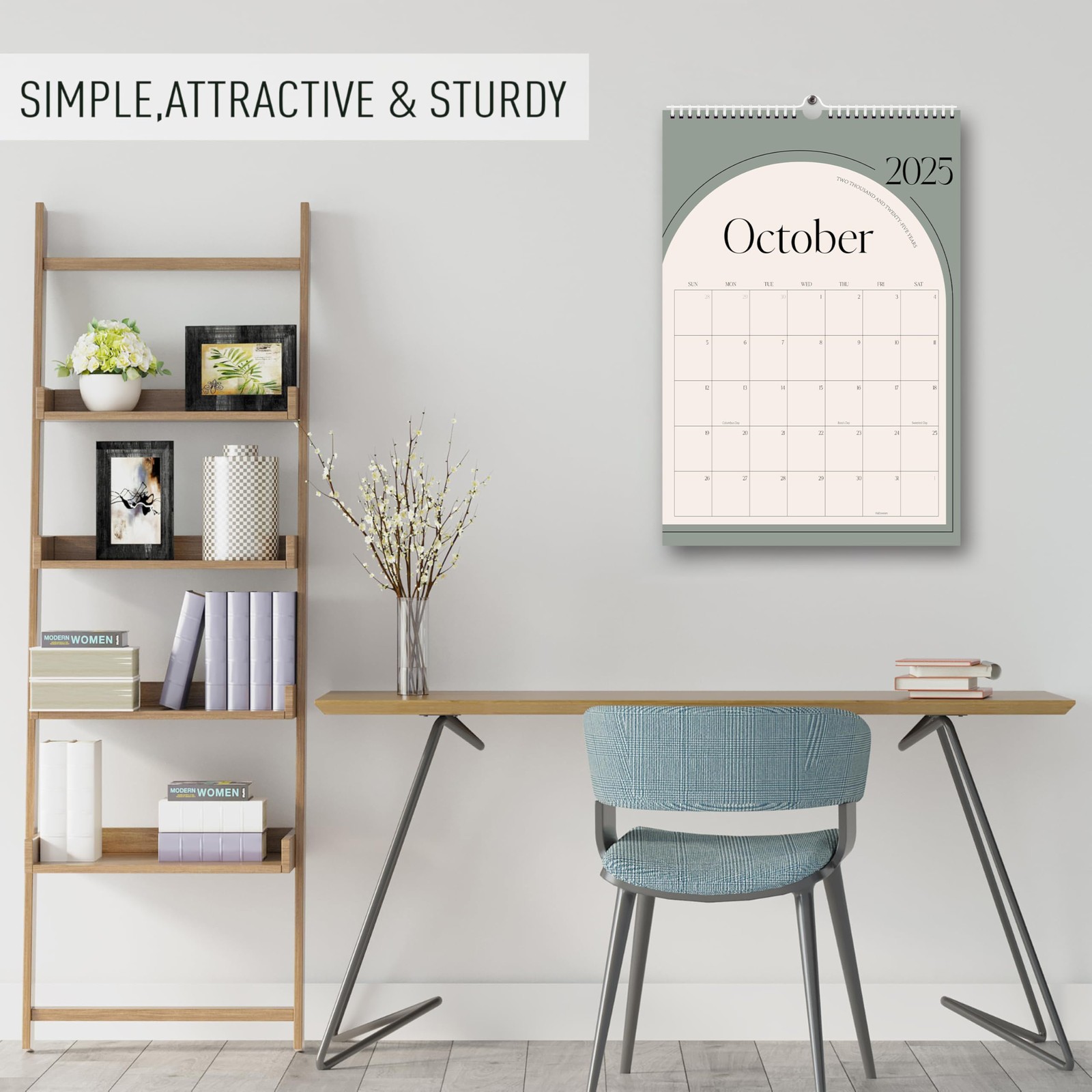 Aesthetic 2026 Wall Calendar – 12 Monthly Jan 2026-Dec 2026, Green Vertical