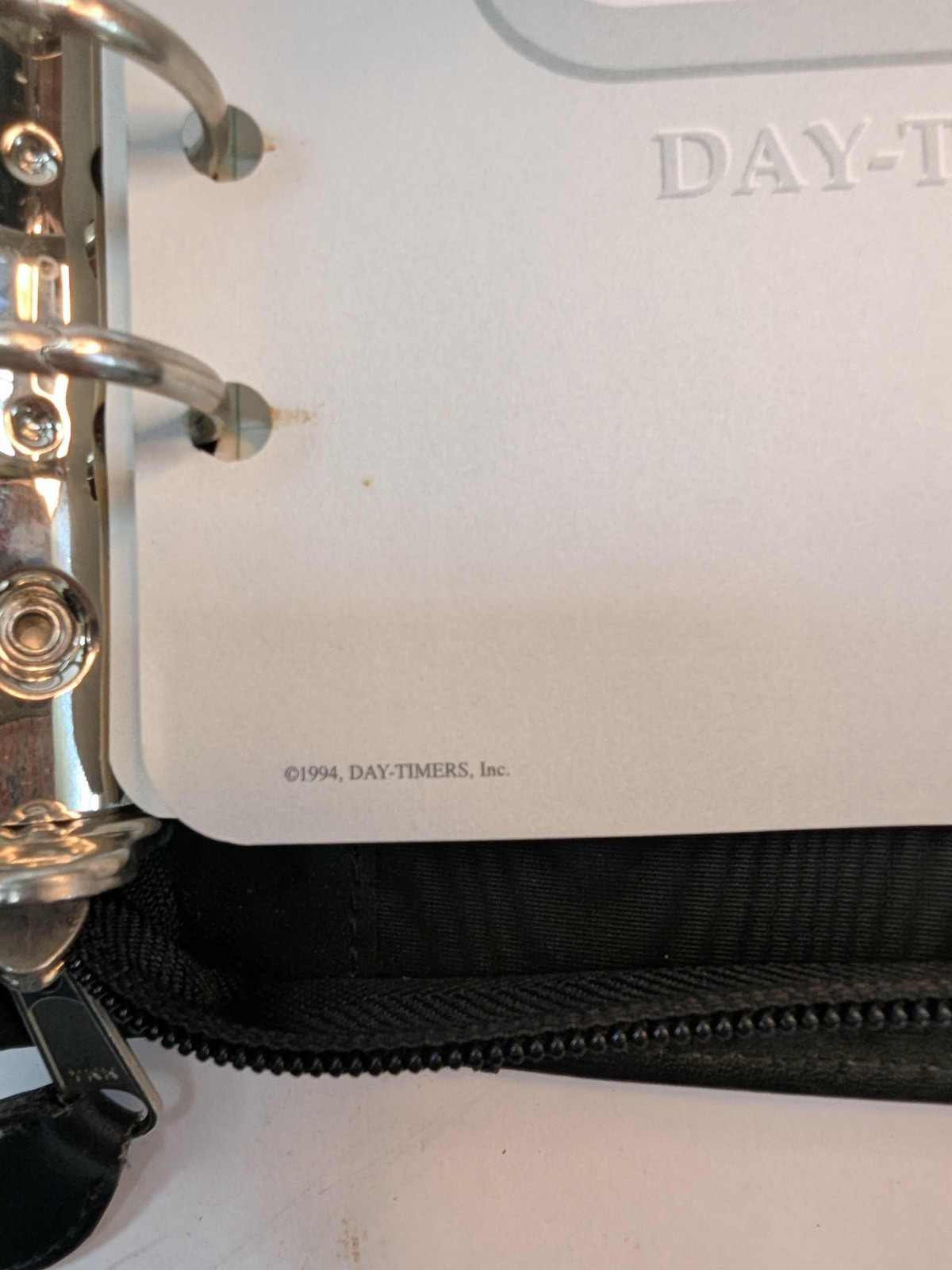 Daytimer Black Genuine Leather Zippered Organizer 1994 Spiral Note