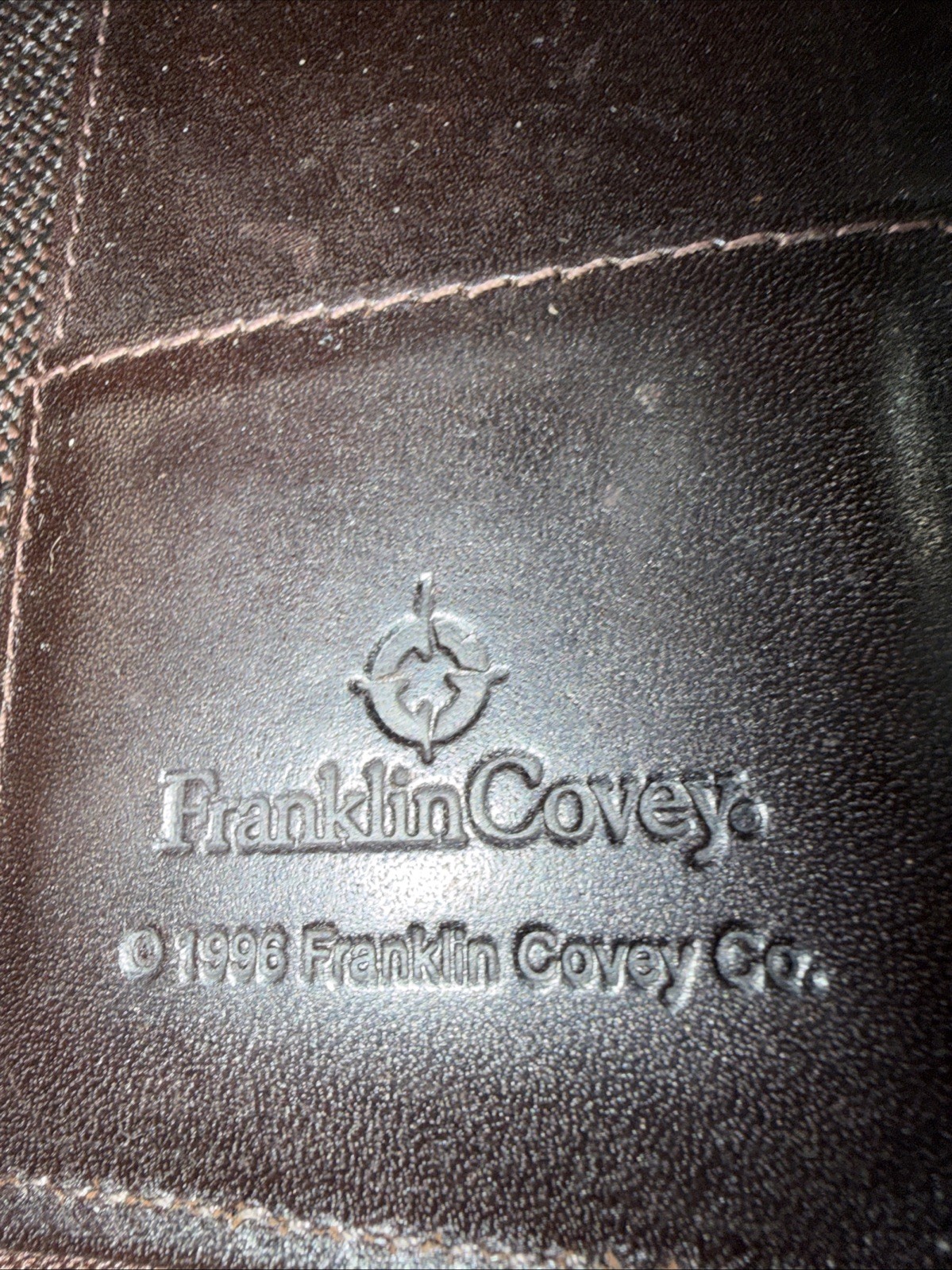 Franklin Covey Leather 6 Ring Organizer Full Grain Brown Zip Around 1996