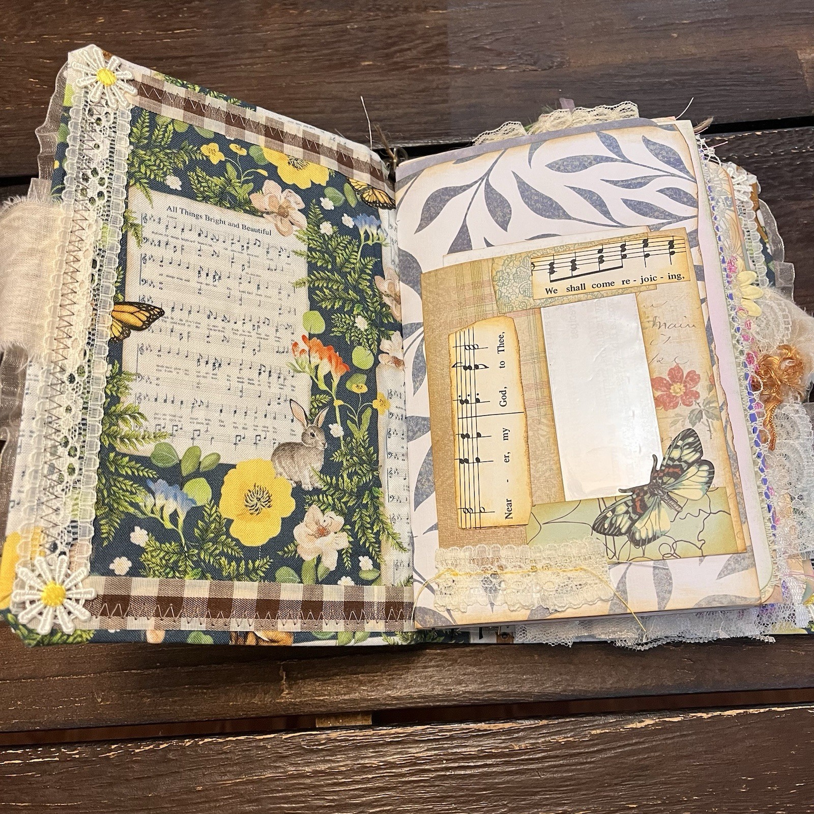 Junk Journal Nature Music Hymns Christian Faith Based Softcover Decorated 3 Sig