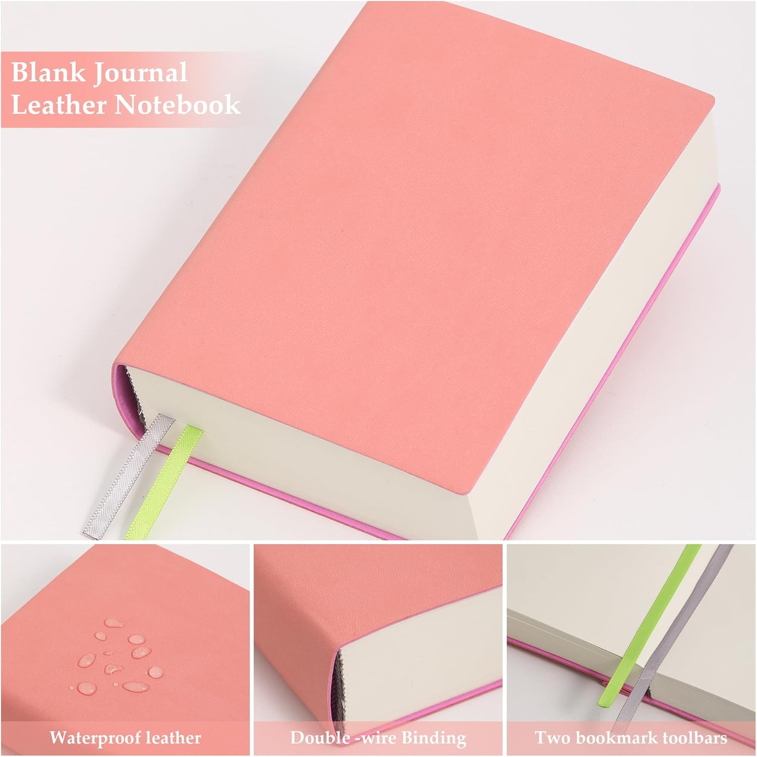 Thick Blank Journal Notebook 720 Pages 3.9 × 5.5 No Lines Soft Leather Pocket Bl