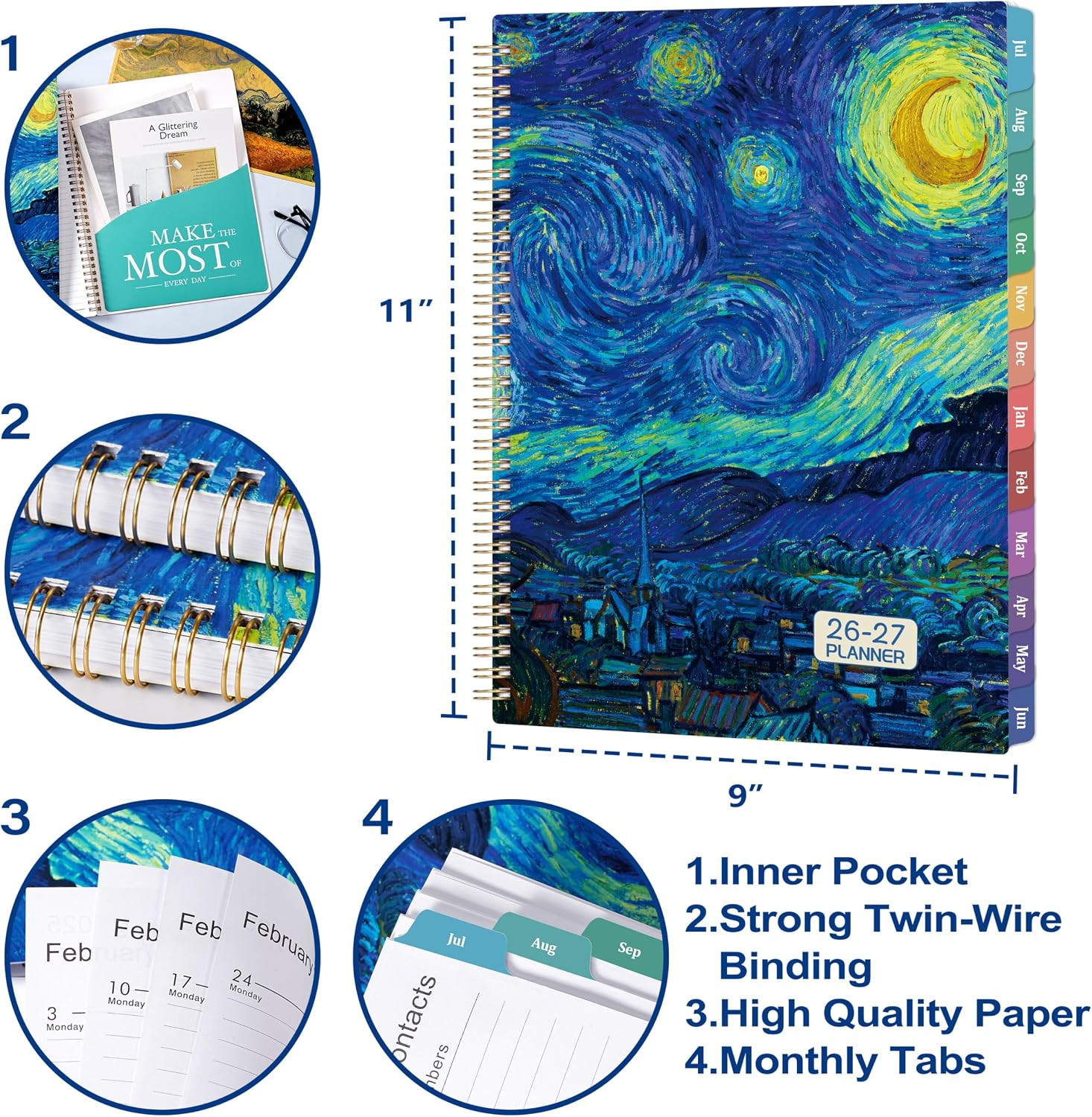 2026-2027 Planner – 9″ x 11″ Weekly and Monthly Academic Planner 2026-2027 from