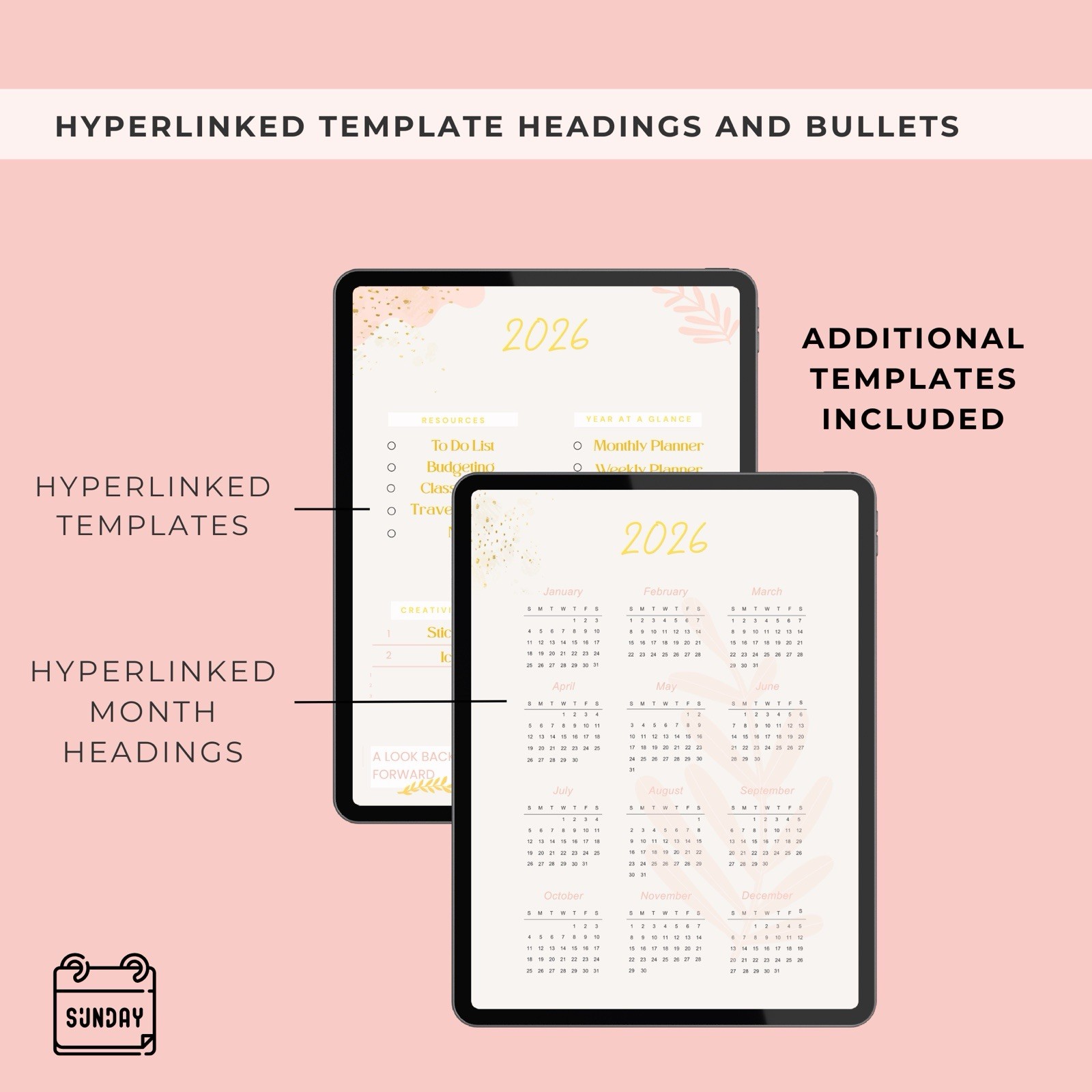 All in One 2026 Digital Planner Daily Weekly Monthly Hyperlinked good notes