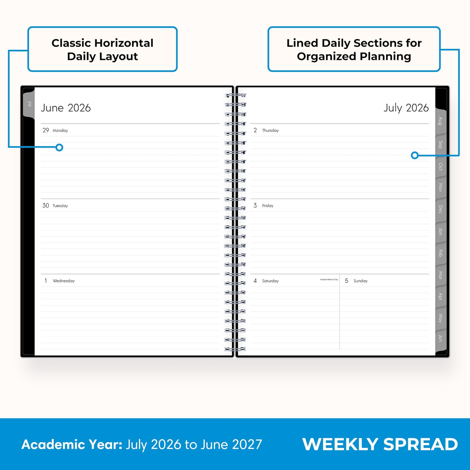 Blue Sky Weekly and Monthly Academic Year 8″ x 10.875″, Dainian- 2026/2027