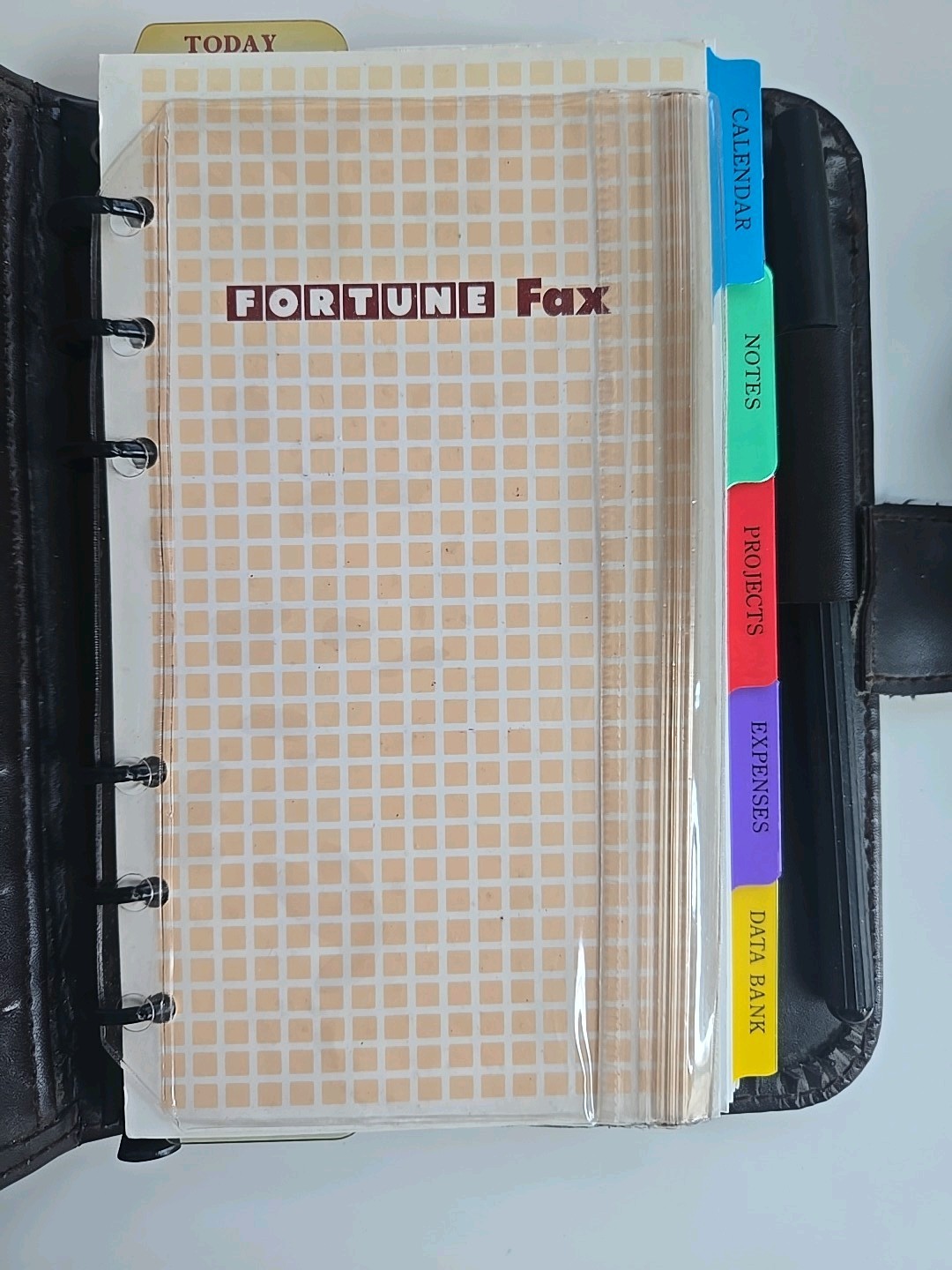 Vintage 80s Day Timer Planner Fortune Dark Brown 6 Ring Minimal Use