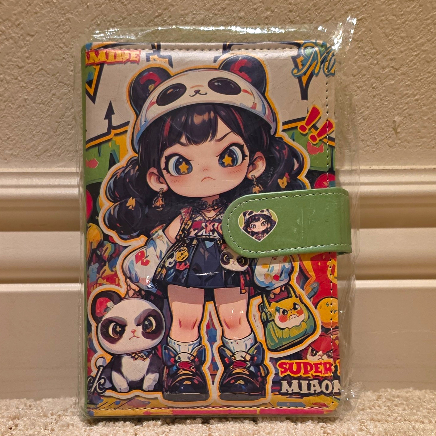 Green Panda Girl A6 Binder