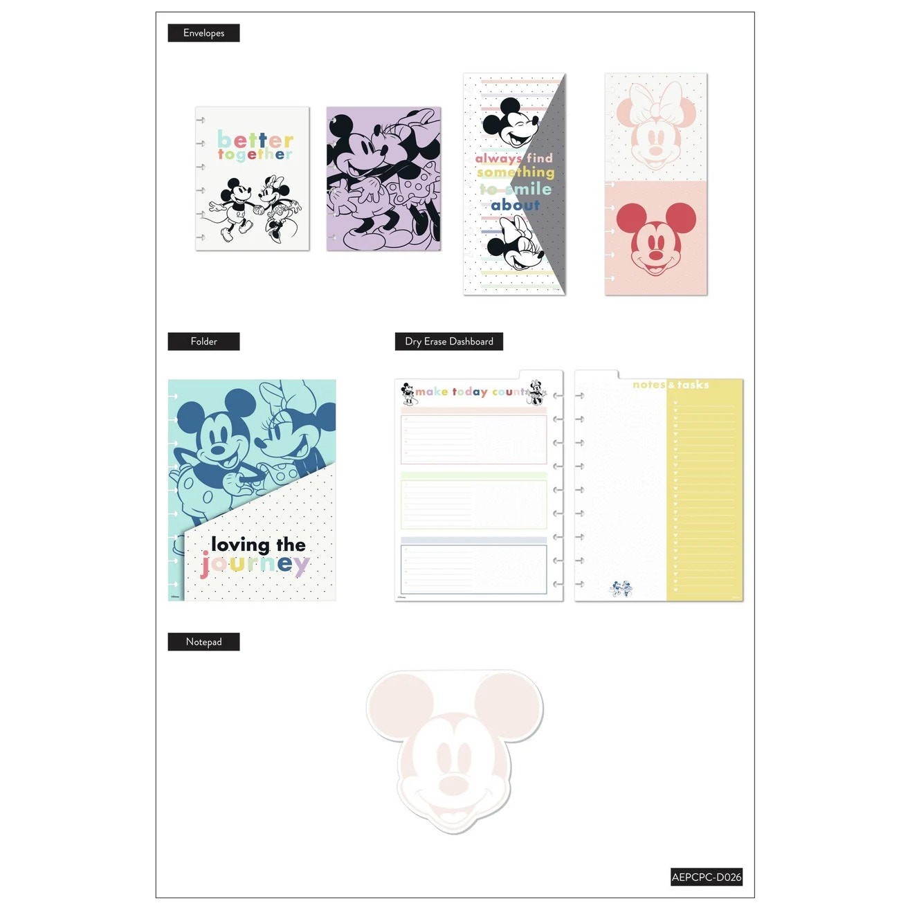 NEW Happy Planner Disney Minnie Mickey Classic Planner Companion Folders Papers