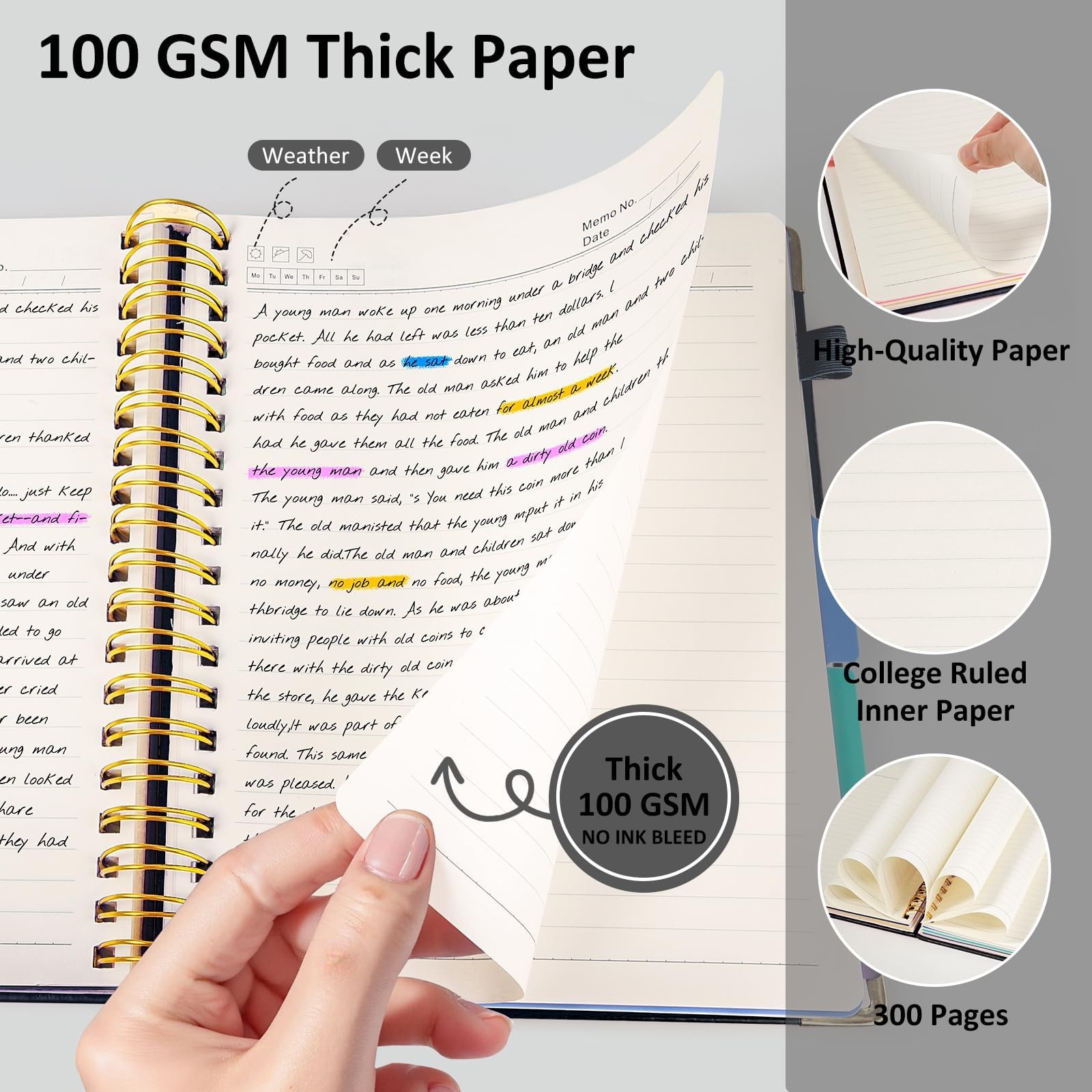 Hardcover Spiral Notebook Journal with Removable PVC Dividers – 8” x 10” La…