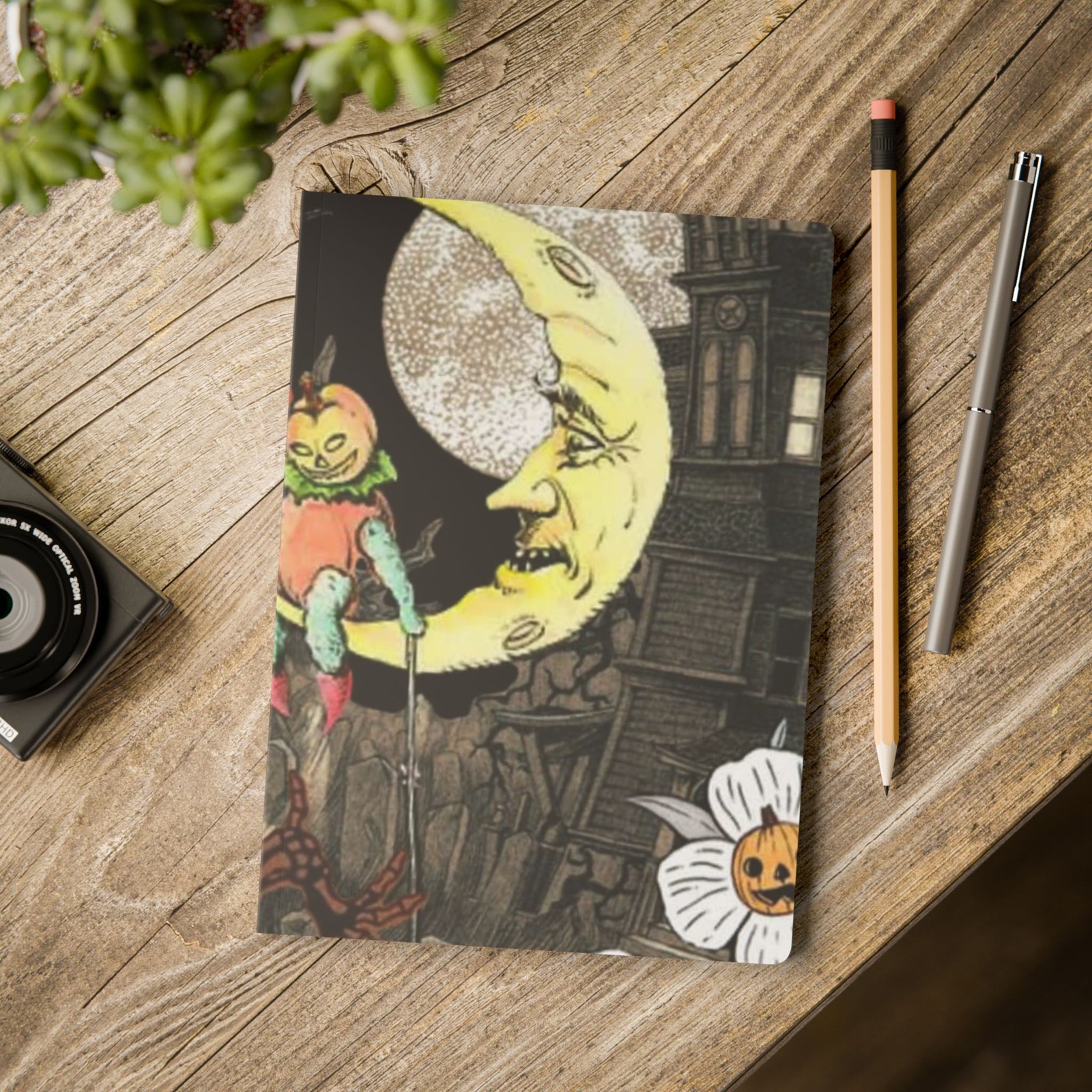 Vintage Halloween-Themed Softcover Journal, Spooky Notebook, Fall Journaling