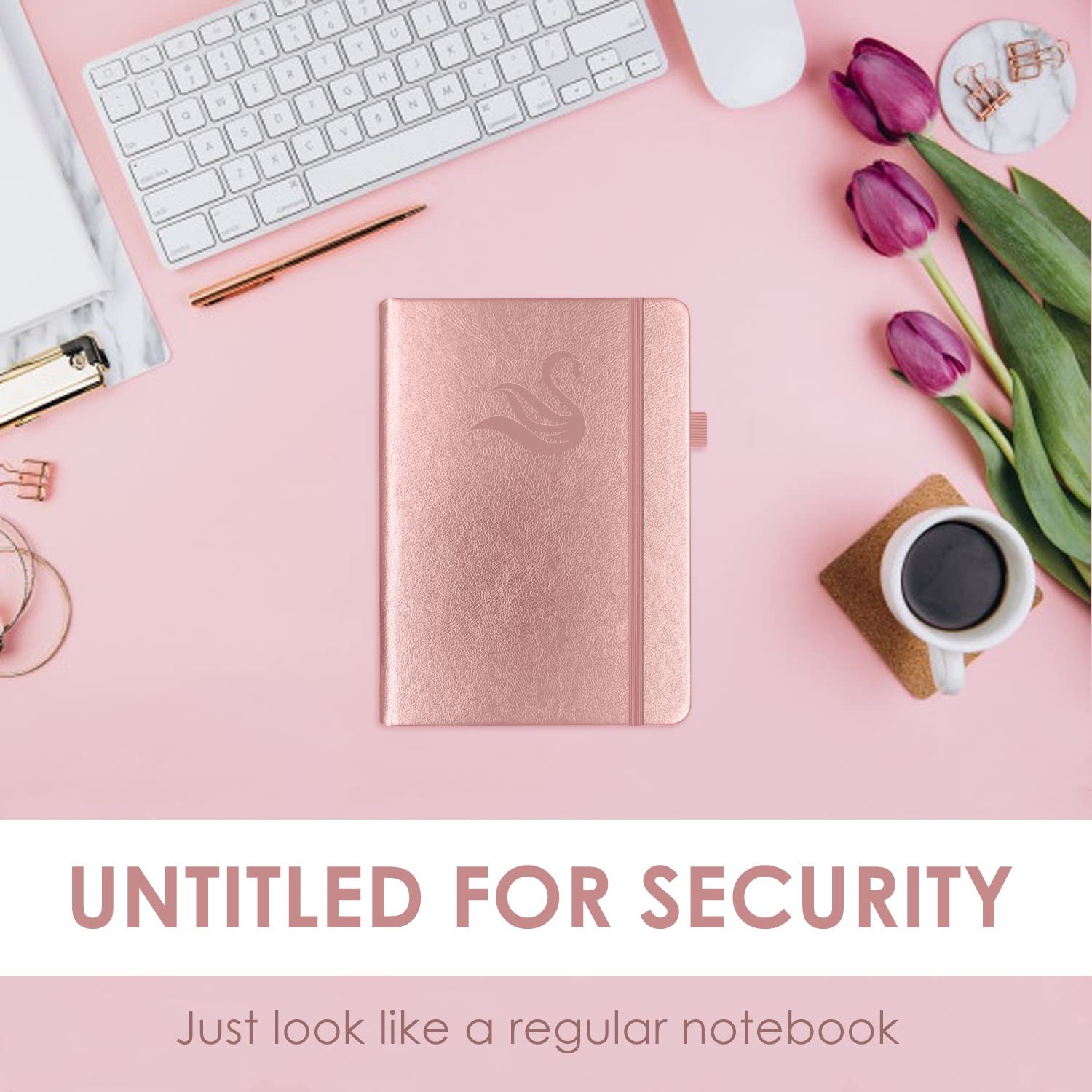 Elegant Password Book with Alphabetical Medium (5.2 x 7.6 Inch), Rose Gold