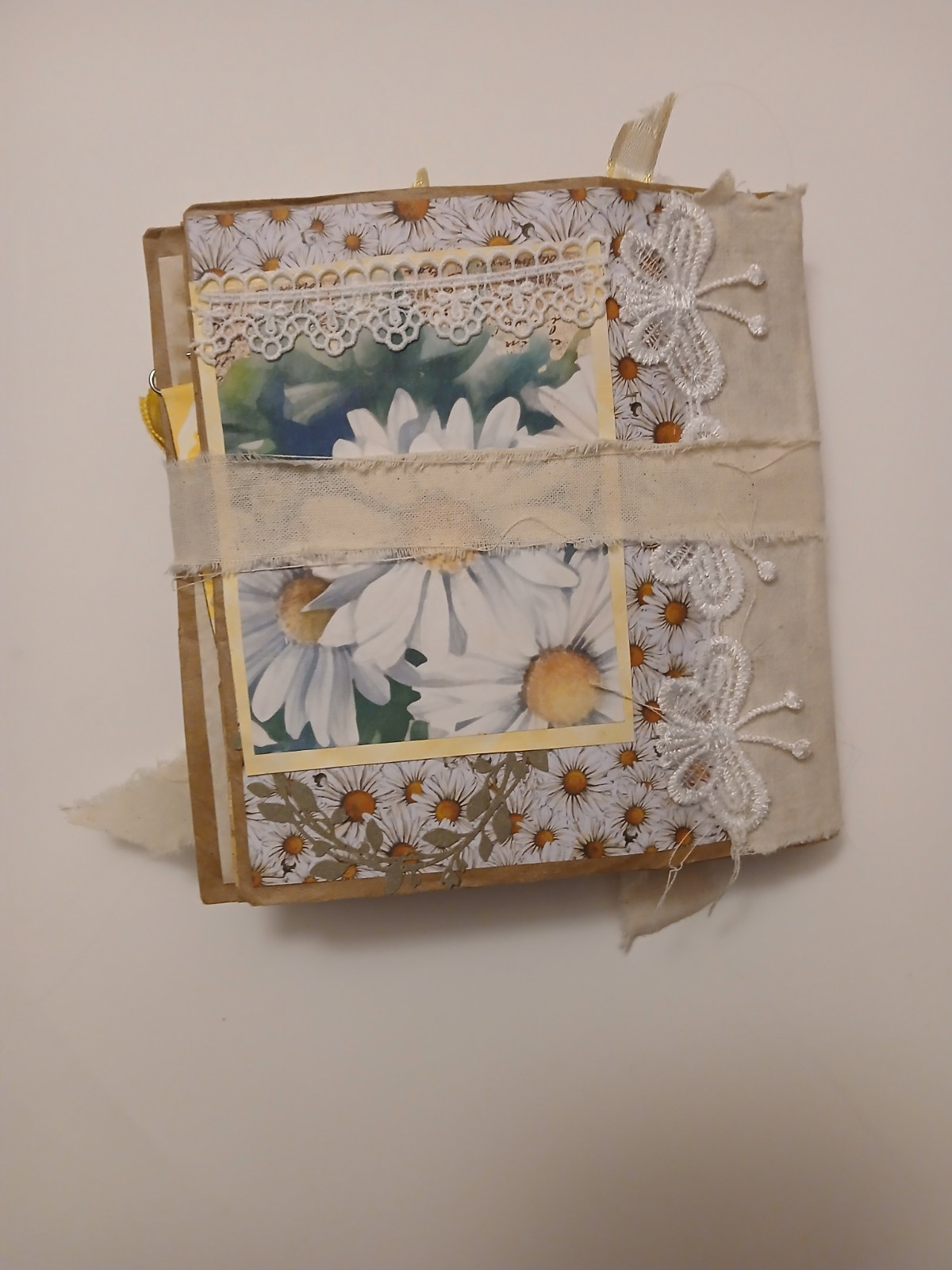 Handmade Daisy Summer Unique Paper Lunch Bag Junk Journal Ooak