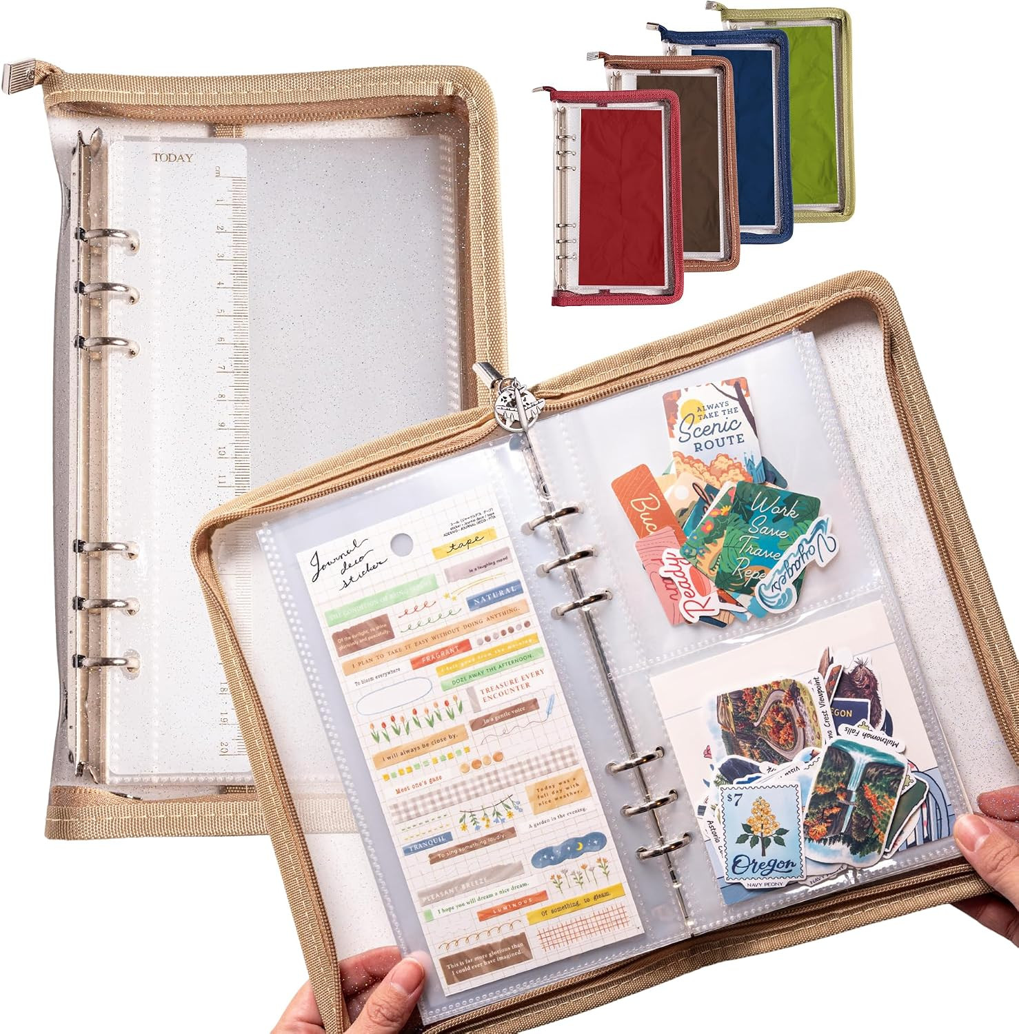 Wander Keeper Slim Stationery Binder (Serengeti Khaki) – A5 Slim Sleeves, Curate