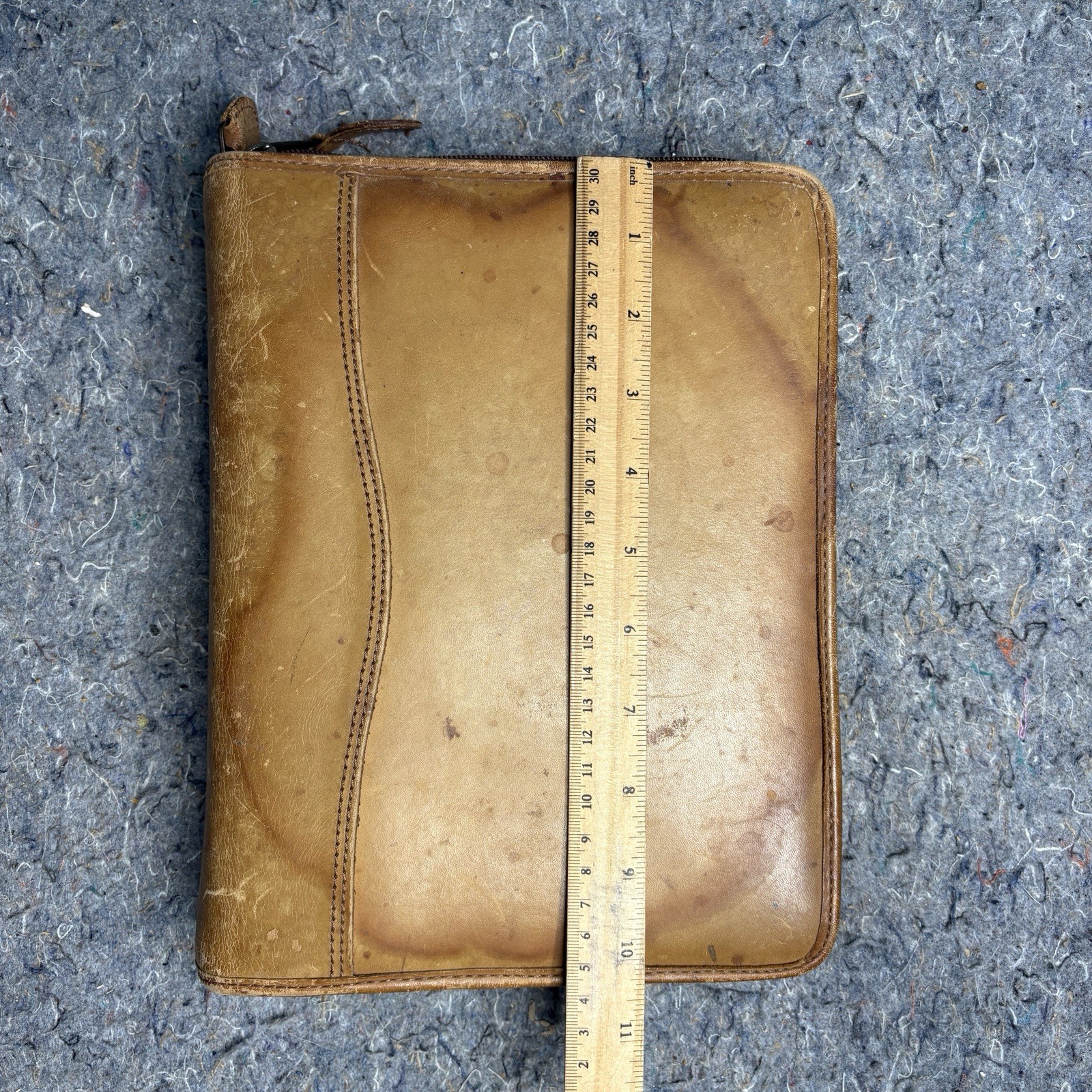 Vintage Day Timer Planner Brown Genuine Leather Organizer Binder Zip 7 Rings