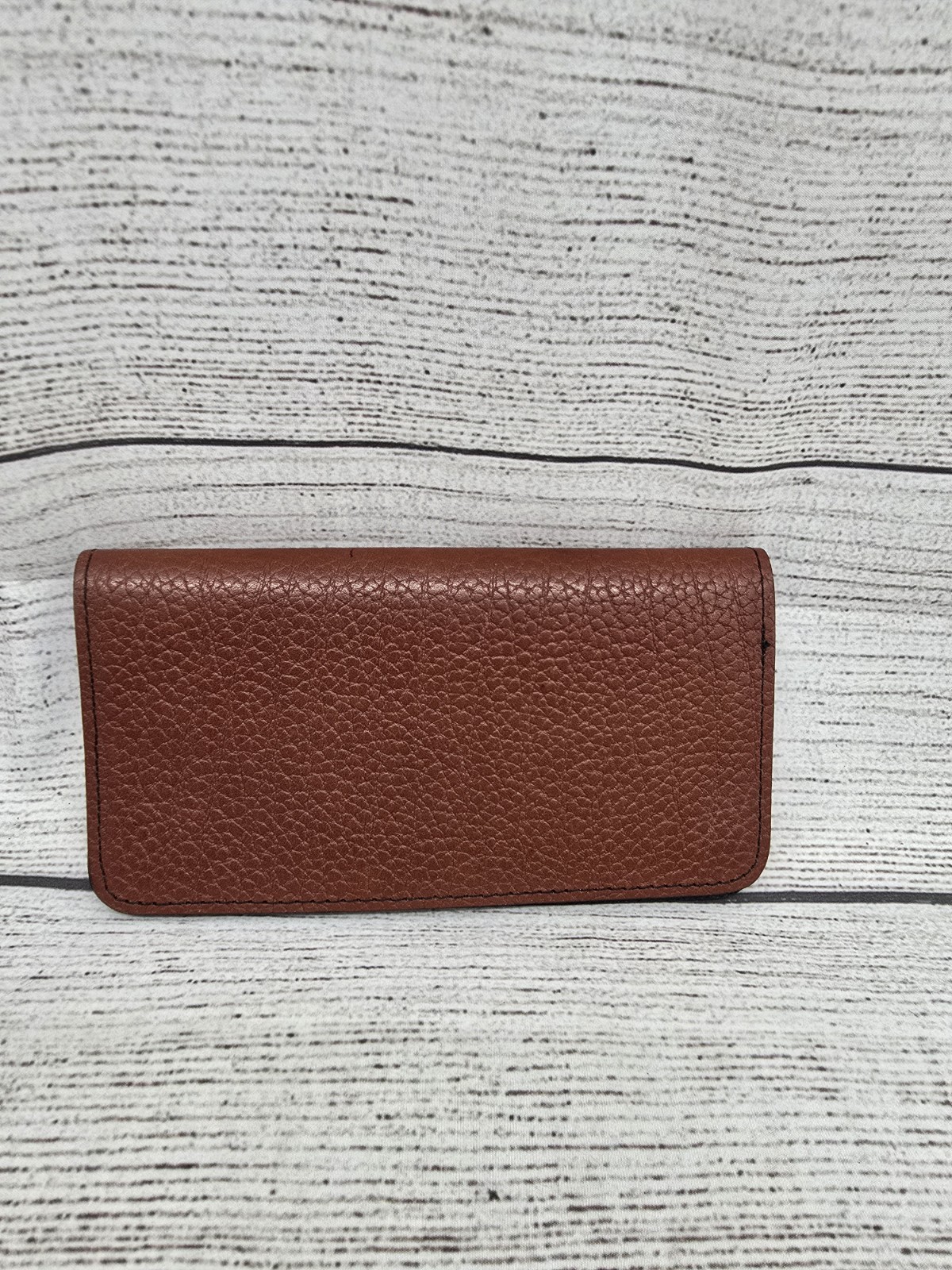 Oberon Design Pebbled Leather Check Book Cover – Brown With Tree