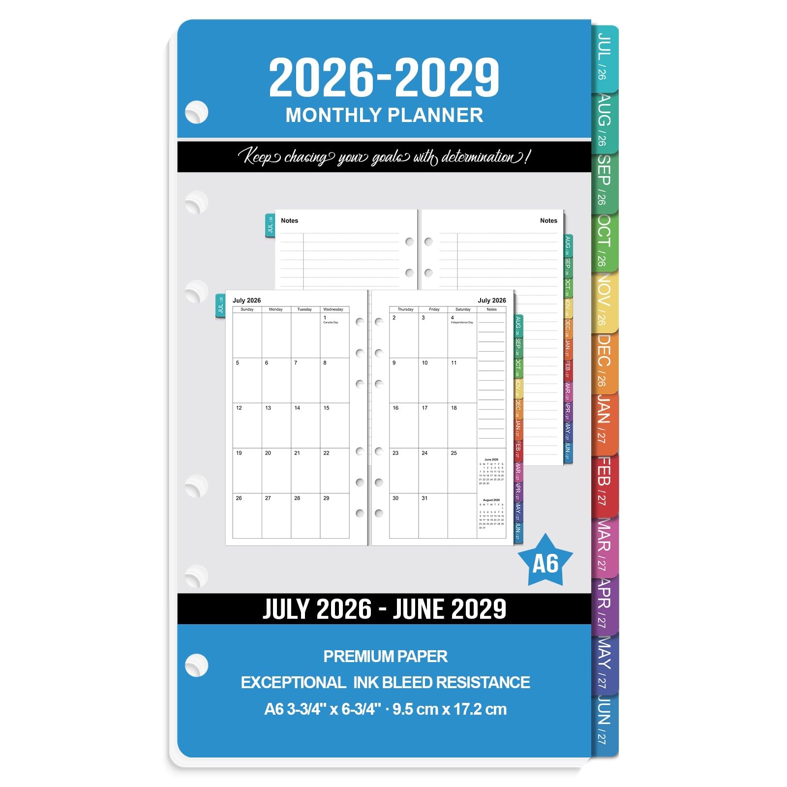 2026-2029 Monthly Planner Refills: 36 Months A6 Planner Inserts for 6-Ring Bi…