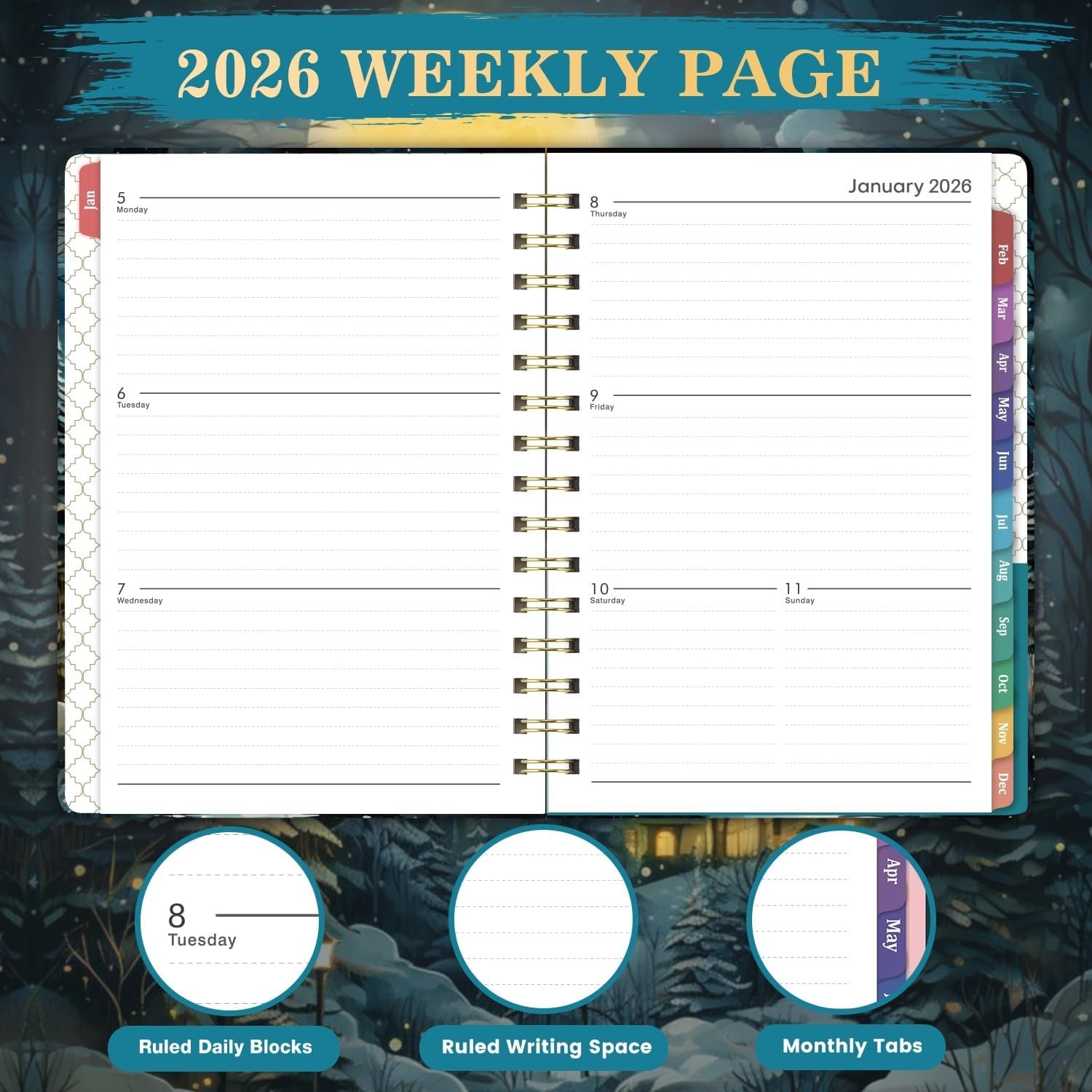 2026 Planner, Weekly and Monthly Calendar Planner, January 2026 – December 2026,