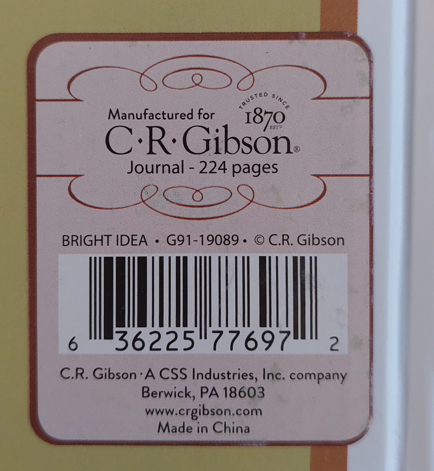 Pretty Gibson Graph Paper Journal Notebook Green White Gold Hardcover New