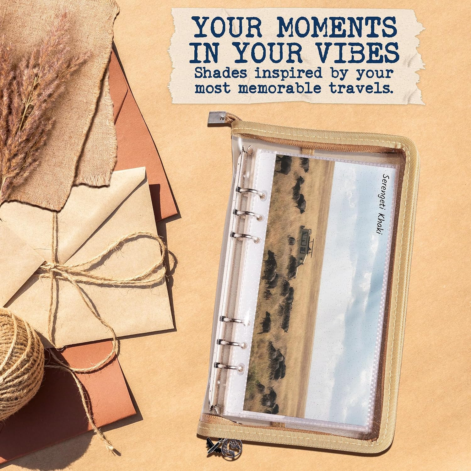 Wander Keeper Slim Stationery Binder (Serengeti Khaki) – A5 Slim Sleeves, Curate
