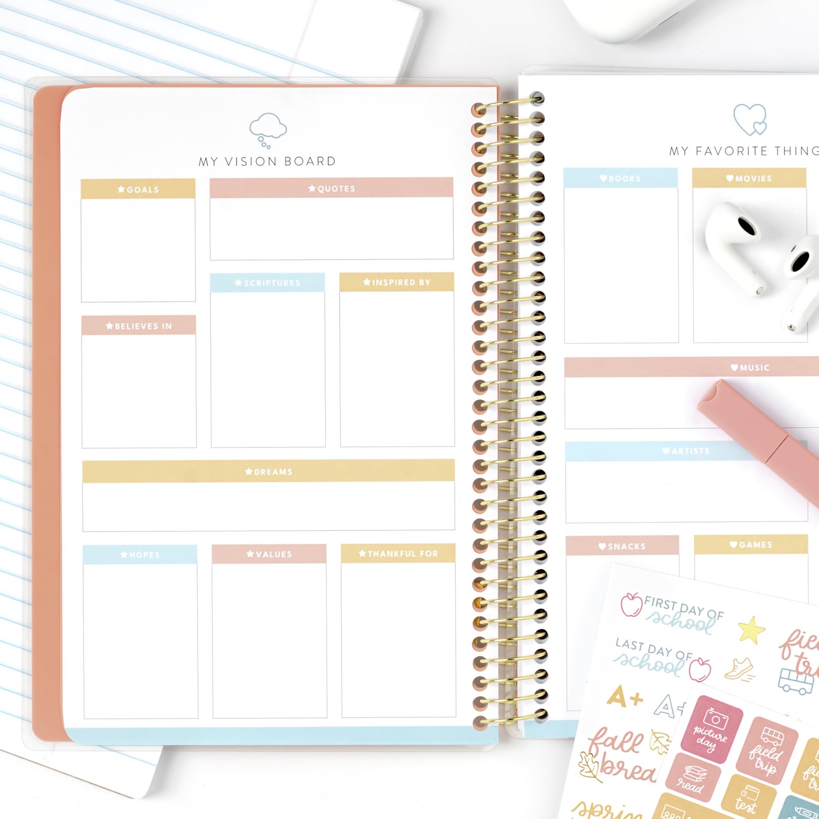 Passionate Penny 6.5 x 8.5 inches, 2026-2027 Student Planner – Pink Blocks