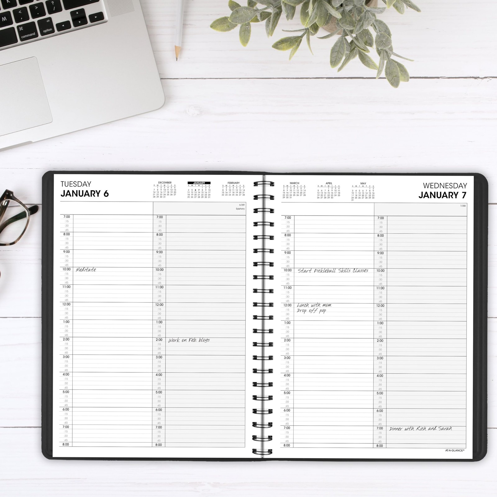2026 Appointment Book Planner, Daily, 8″ x 11″, Large, Two Person Group, Blac…