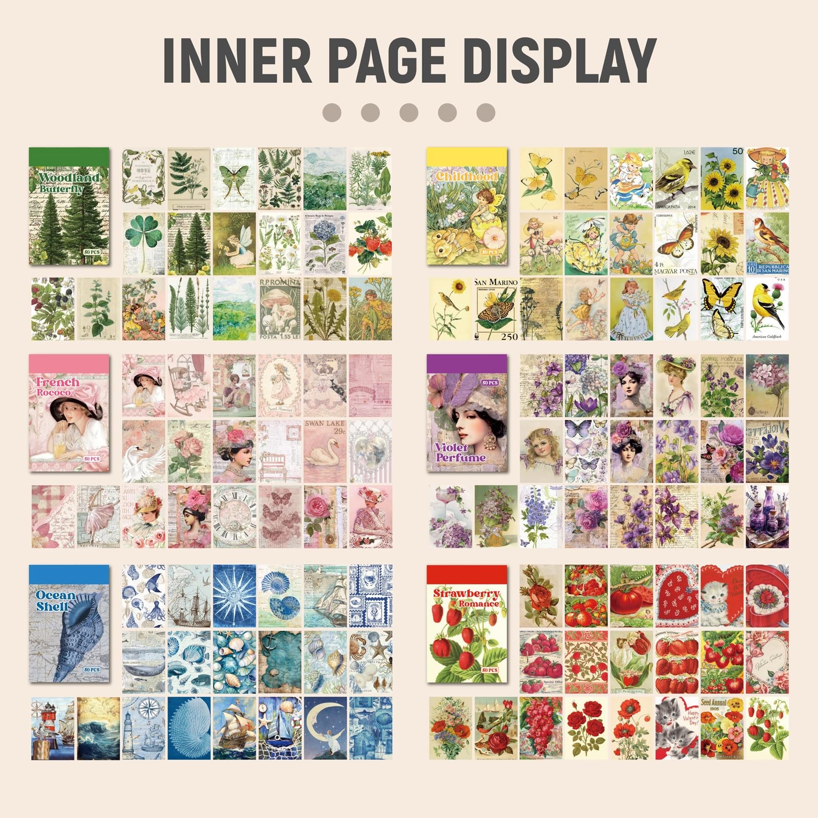 Vintage Washi Sticker Book, 300 PCS Color Stickers Book