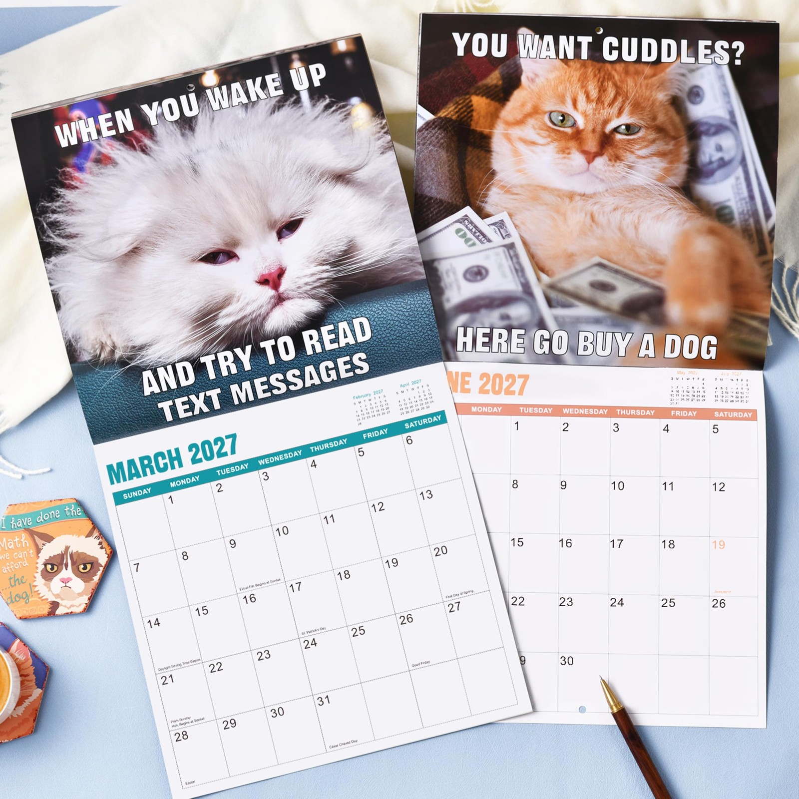 2026-2027 Wall Calendar – July 2026 – December 2027, Funny 12″ x 24″, Brown