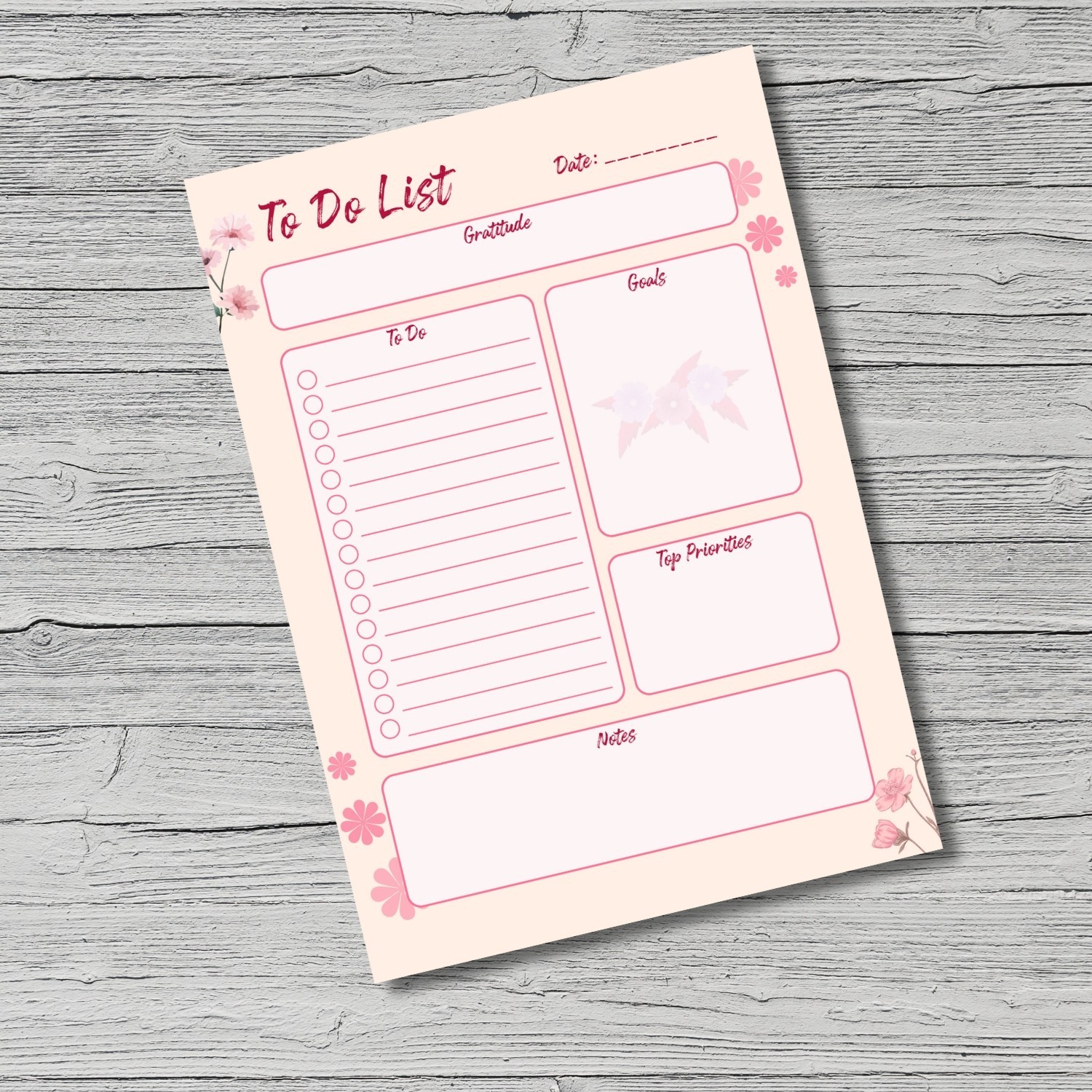 Floral To-Do List Printable | Daily Planner Digital Download | A4 & US Letter