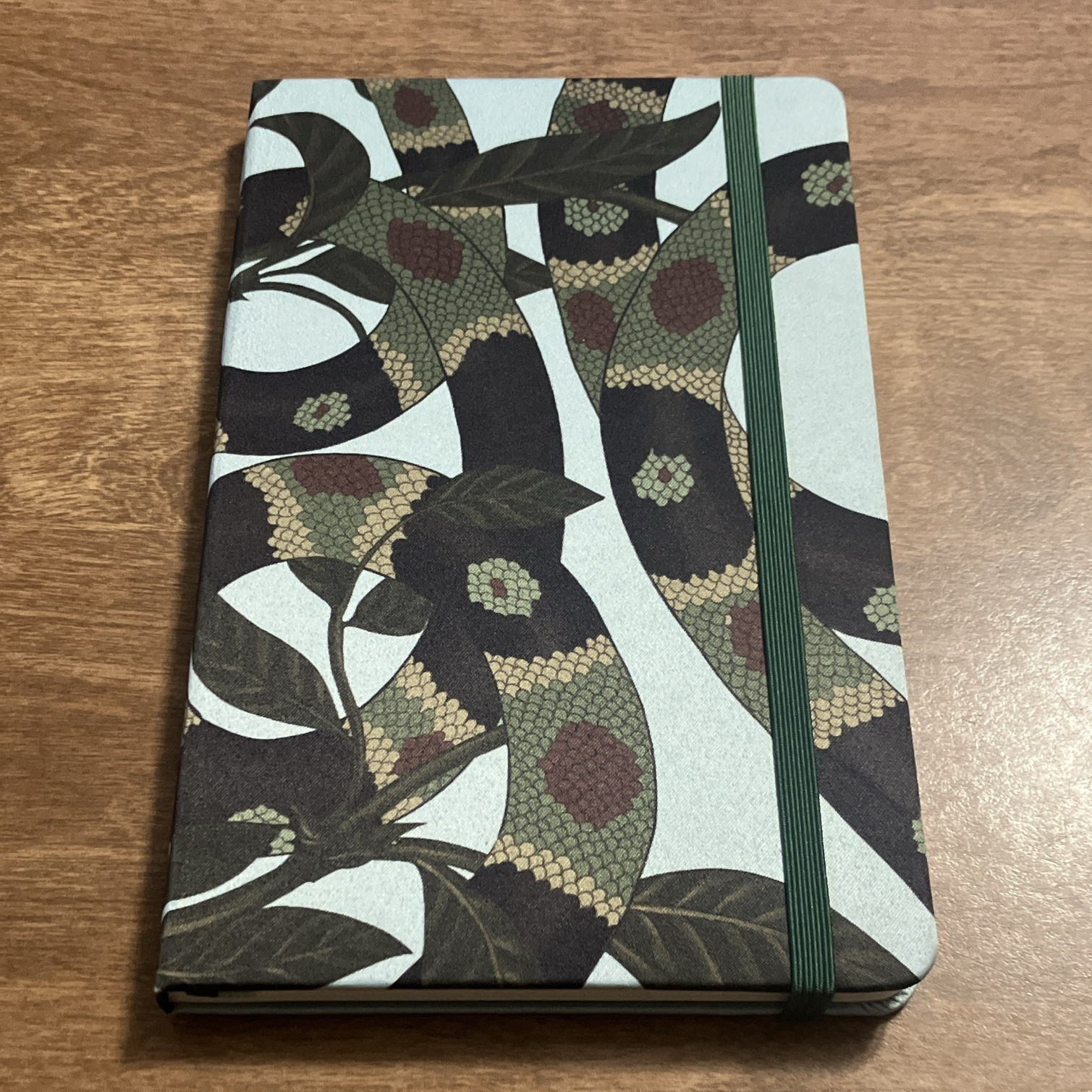 Moleskine Green Patterned Cover Ruled Notebook Journal with Elastic Band
