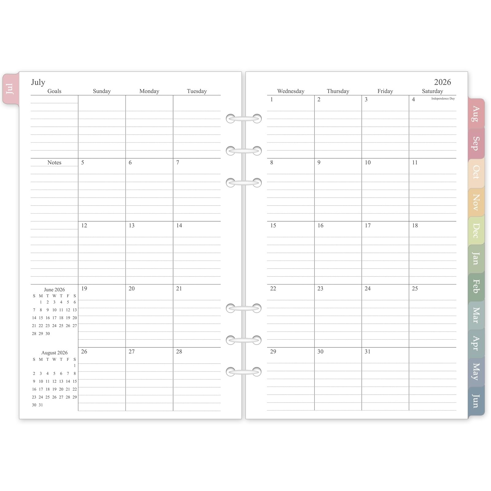 2026-2027 Monthly Planner Refill, Jul. 2026 – Dec. 2027, A5 Medium Planner In…