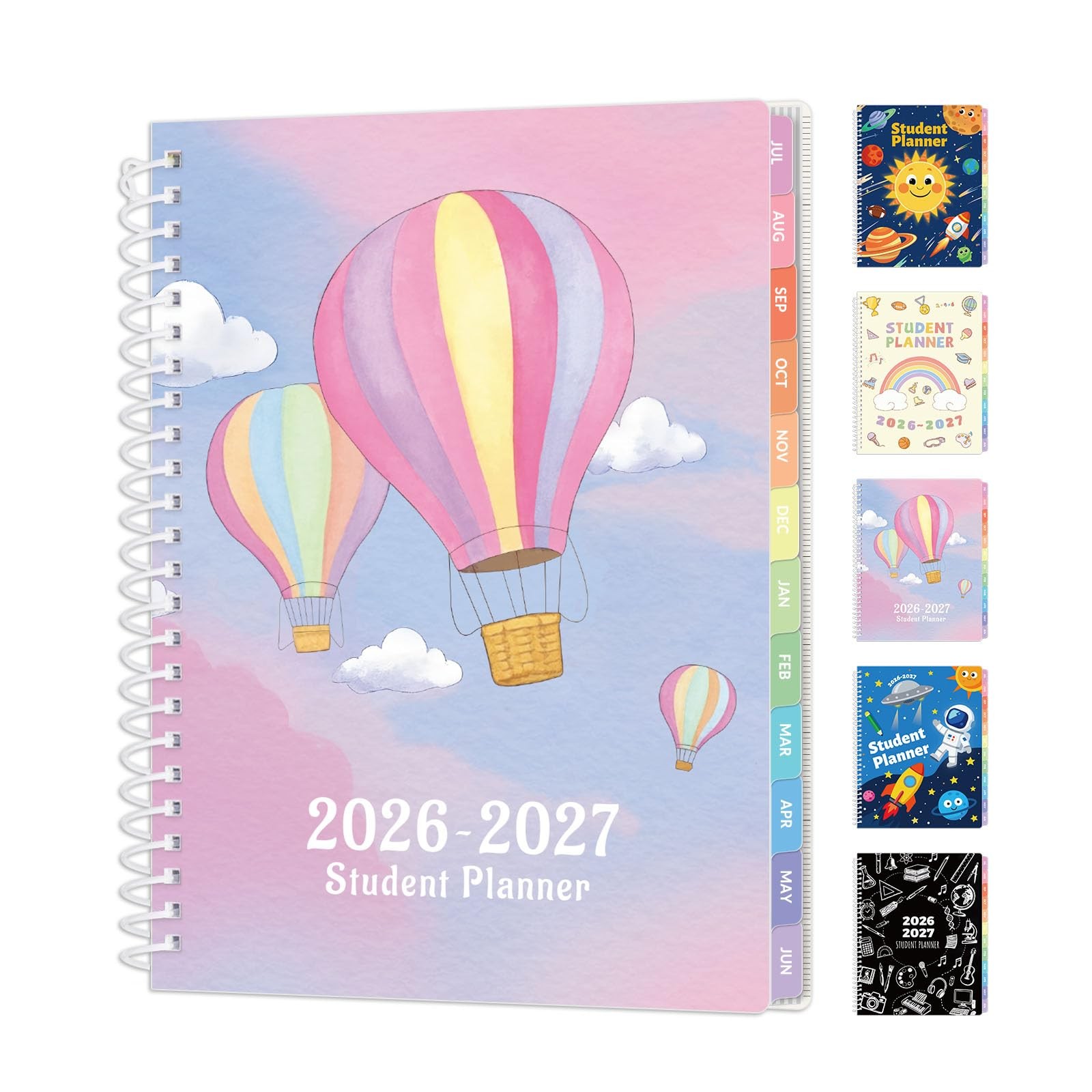 SUNEE Elementary Student Planner 2026-2027, A5 6.5″×8.3″, Colorful Balloon
