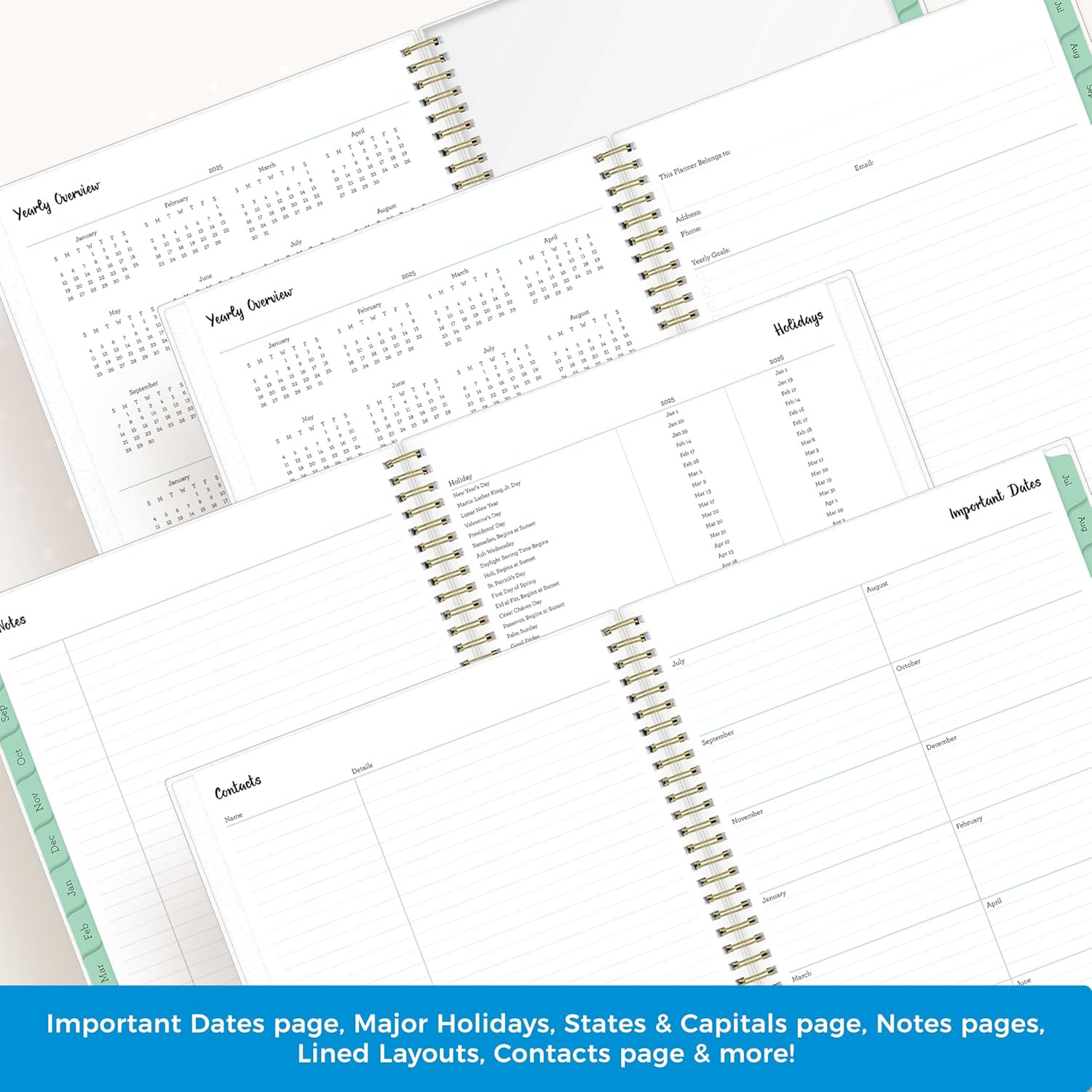Weekly and Monthly Academic Year Planner Calendar, July – June, Flexible Cover,