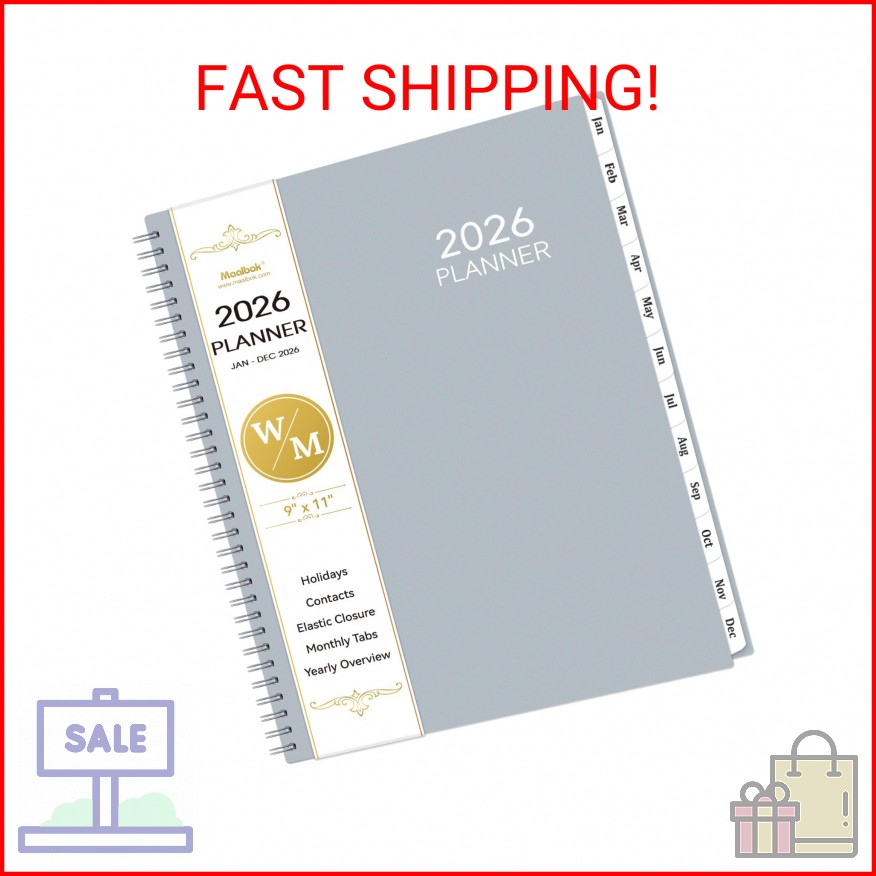 2026 Planner – January 2026 – December 2026, 9″ x 11″ Weekly Monthly Planner 202
