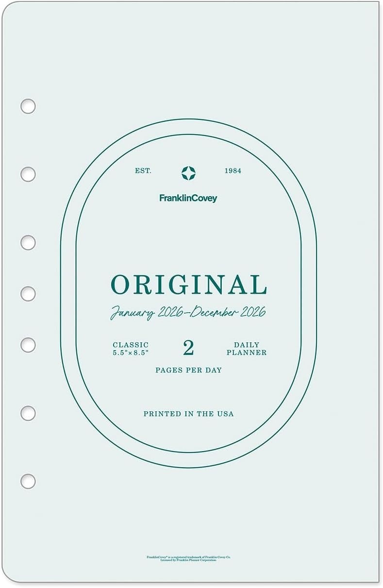 2026 Daily Planner 5.5×8.5″ Classic Size, 2 Pages/Day, USA Crafted