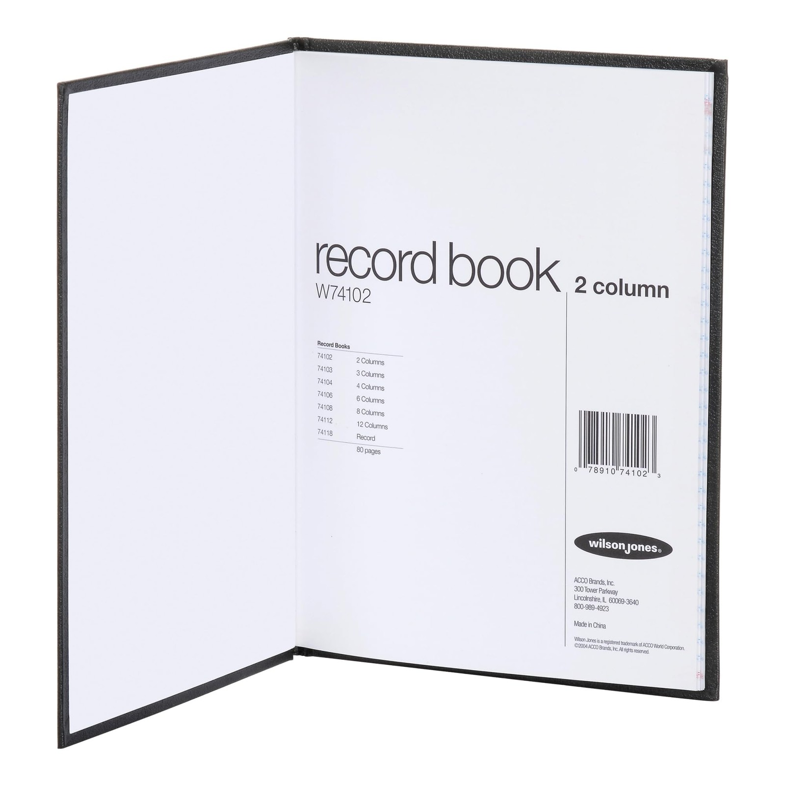 Wilson Jones Hardbound Accounting Journal 9.25×7 Inches 2 Columns 80 Pages Black