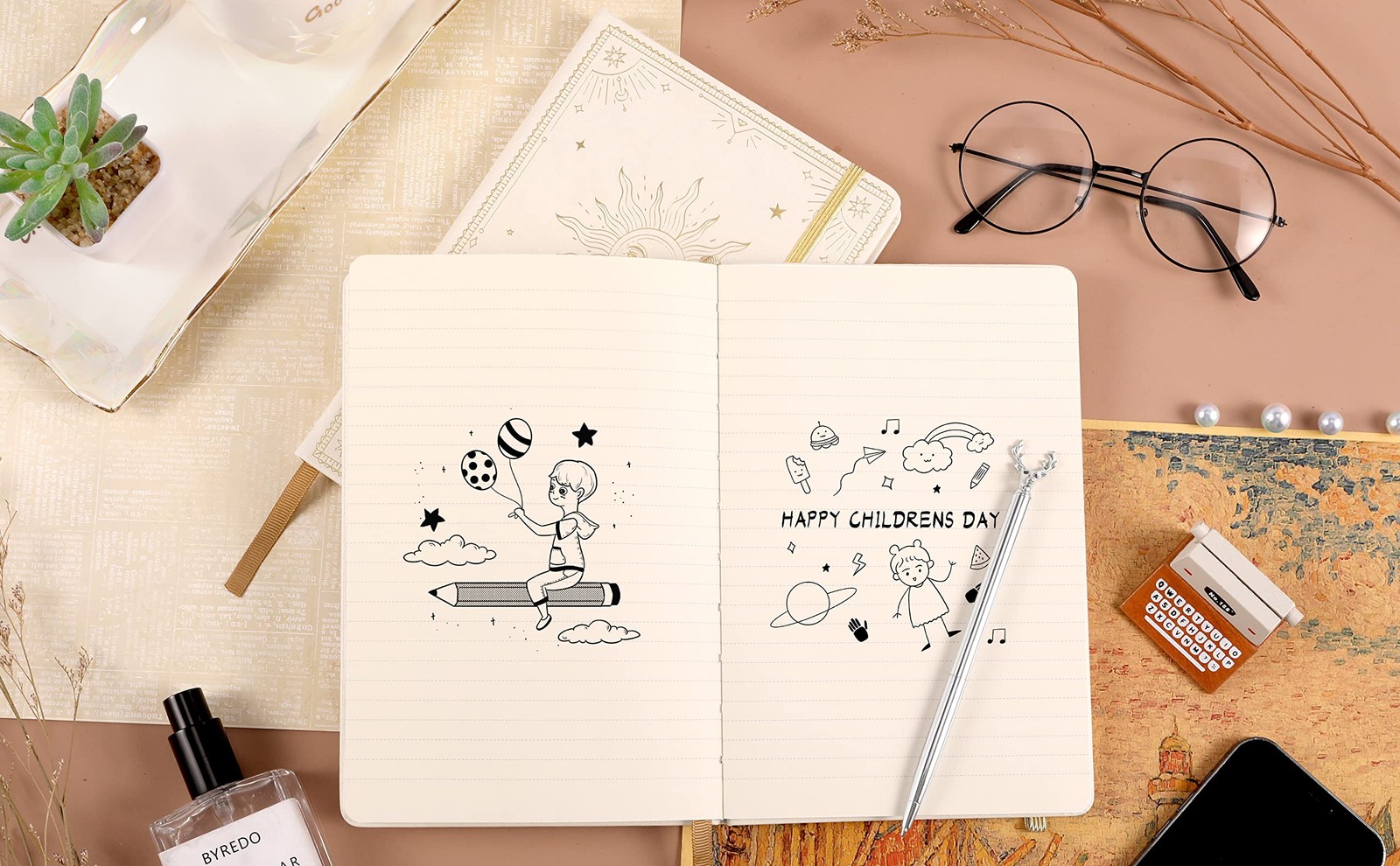 Ruled Notebook/Journal – Premium Thick Paper Faux Leather Classic white